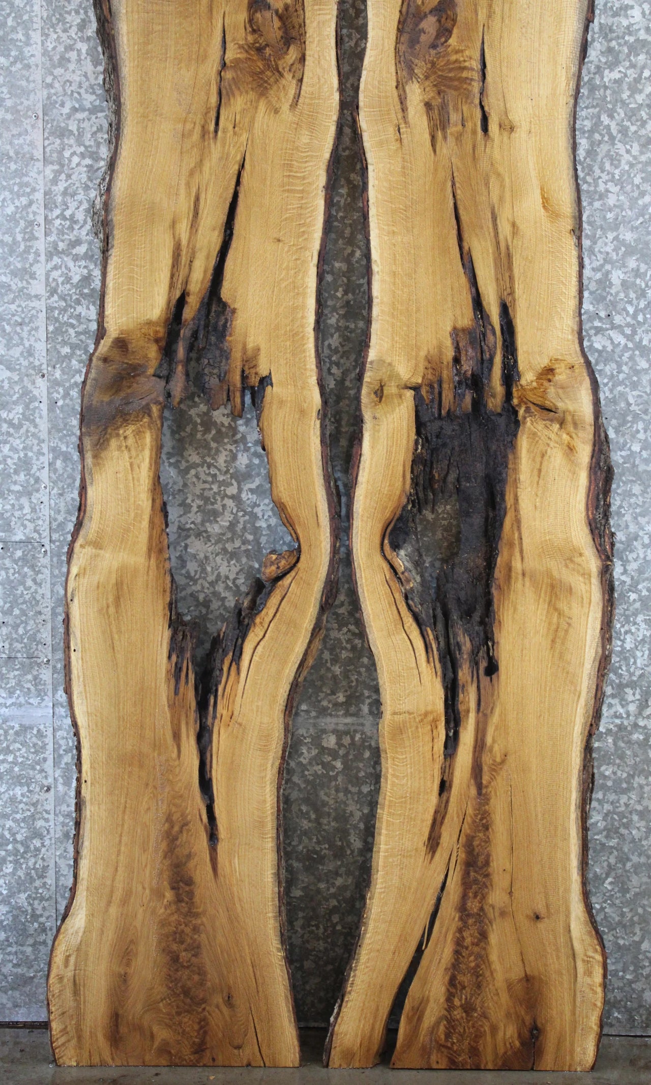 2- Hardwood Oak Live Edge Wood Slabs, Epoxy Dining Table Project 40752-40753