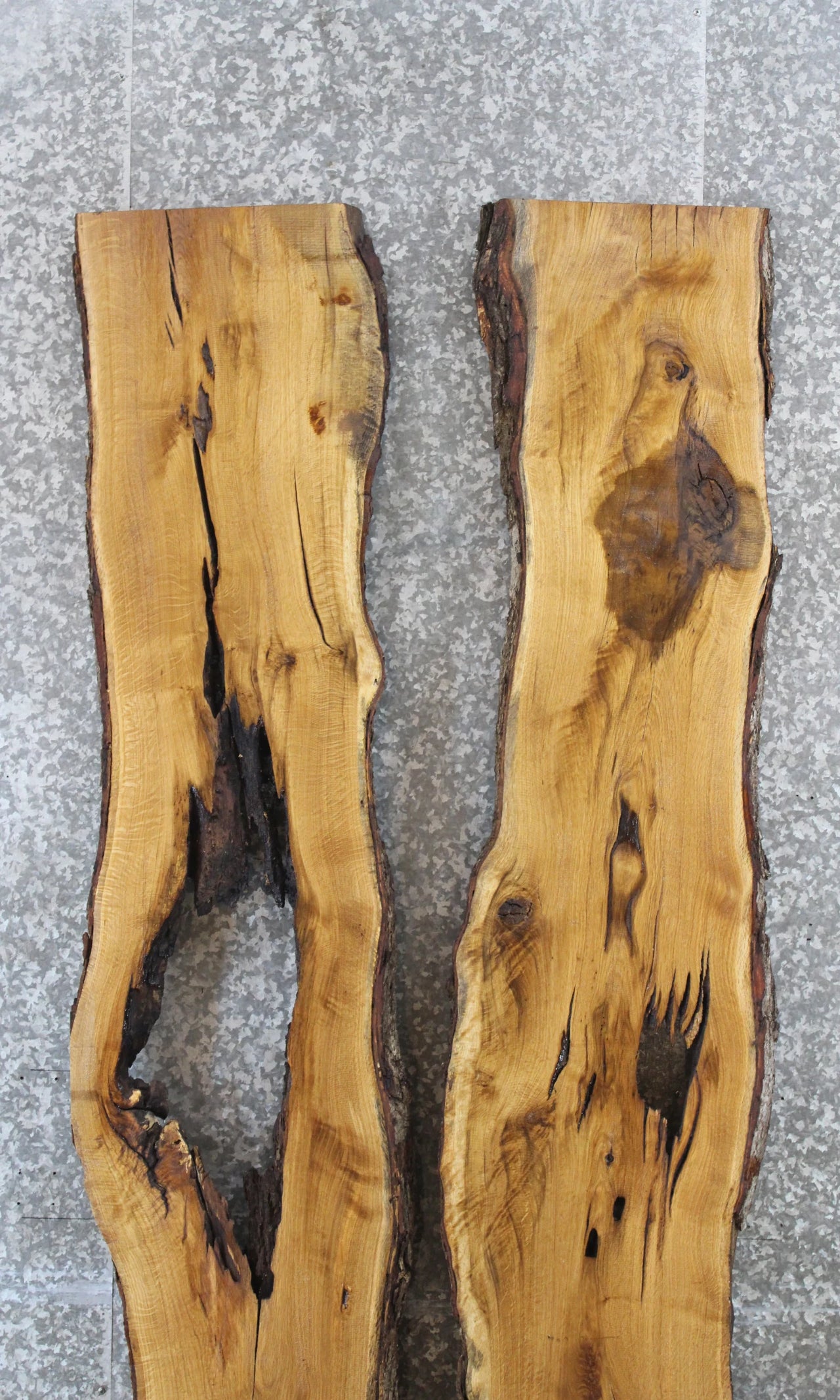 2- Hardwood Oak Live Edge Wood Slabs, Epoxy Dining Table Project 40752-40753