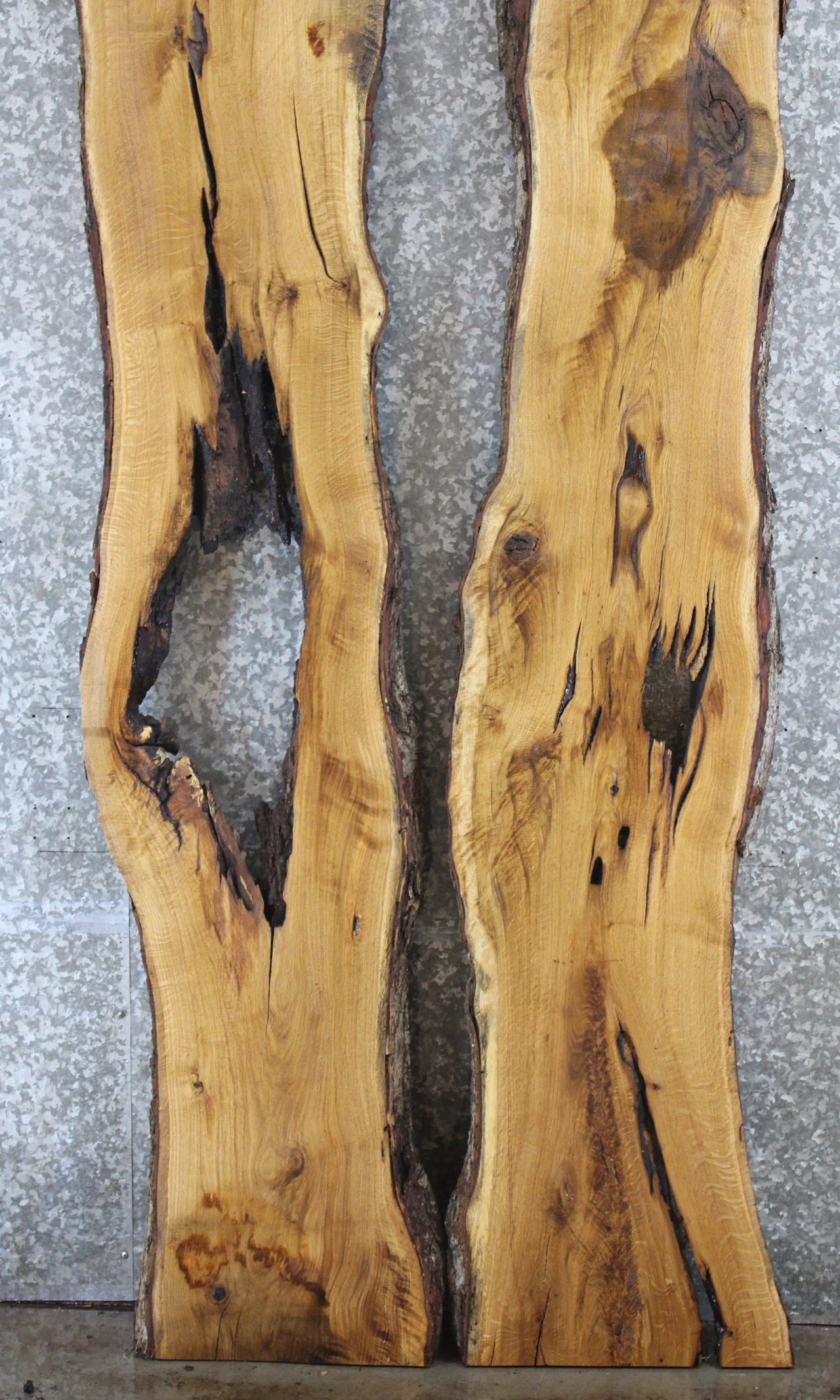 2- Hardwood Oak Live Edge Wood Slabs, Epoxy Dining Table Project 40752-40753