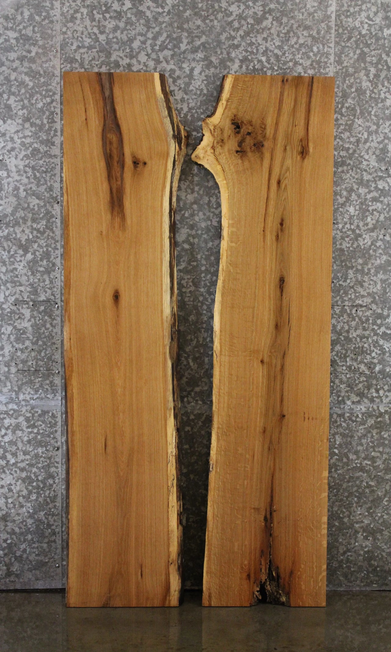2- Rustic White Oak Live Edge Dining Table Top Slabs 40754-40755