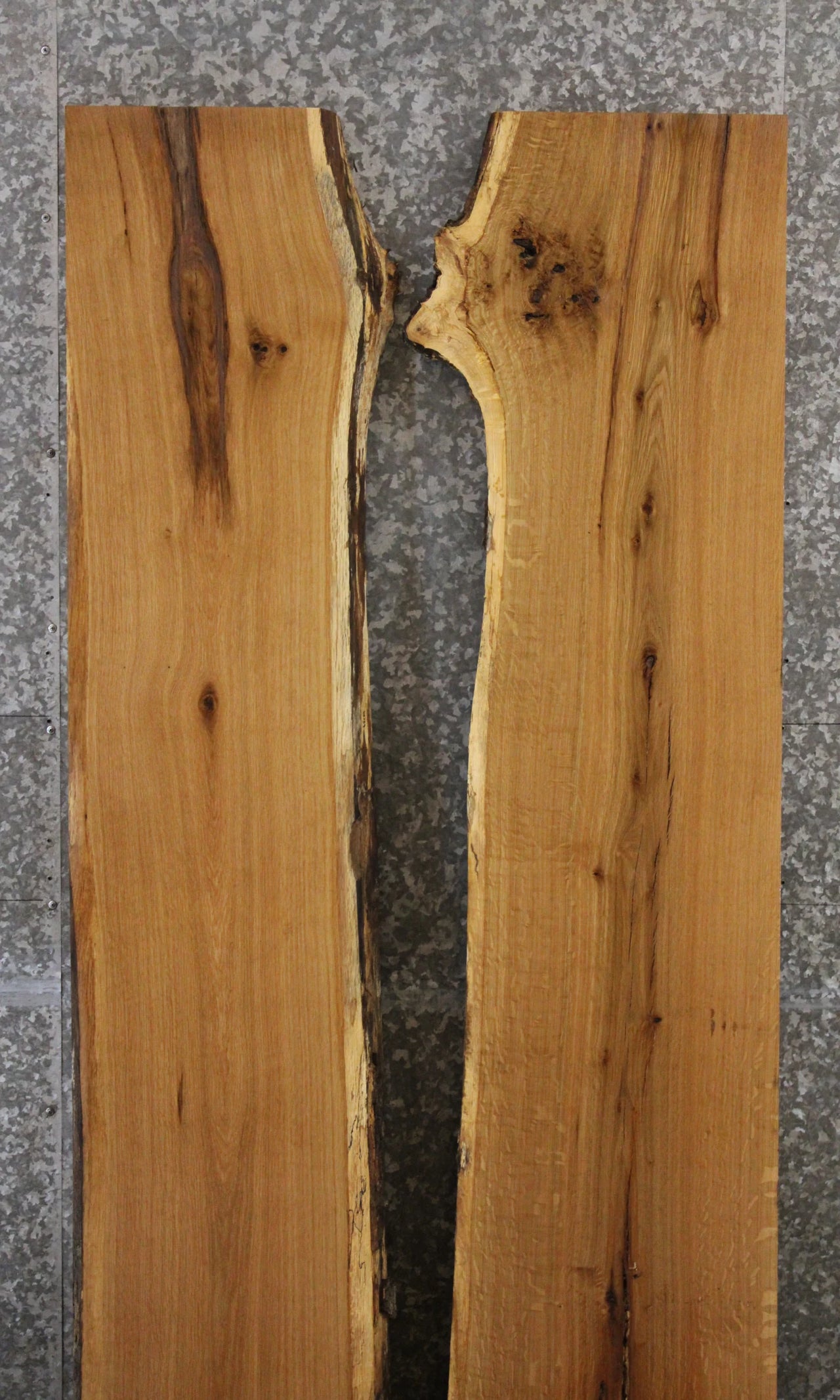 2- Rustic White Oak Live Edge Dining Table Top Slabs 40754-40755