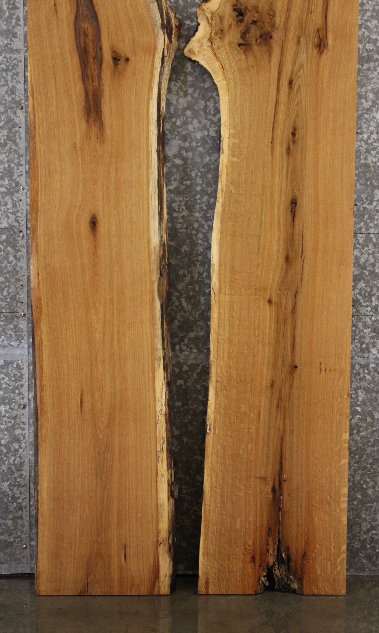2- Rustic White Oak Live Edge Dining Table Top Slabs 40754-40755