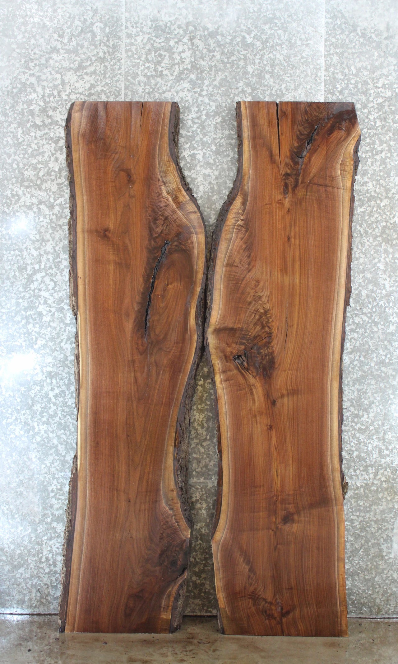 2- Live Edge Black Walnut Epoxy River Table Slab Set 40769-40770
