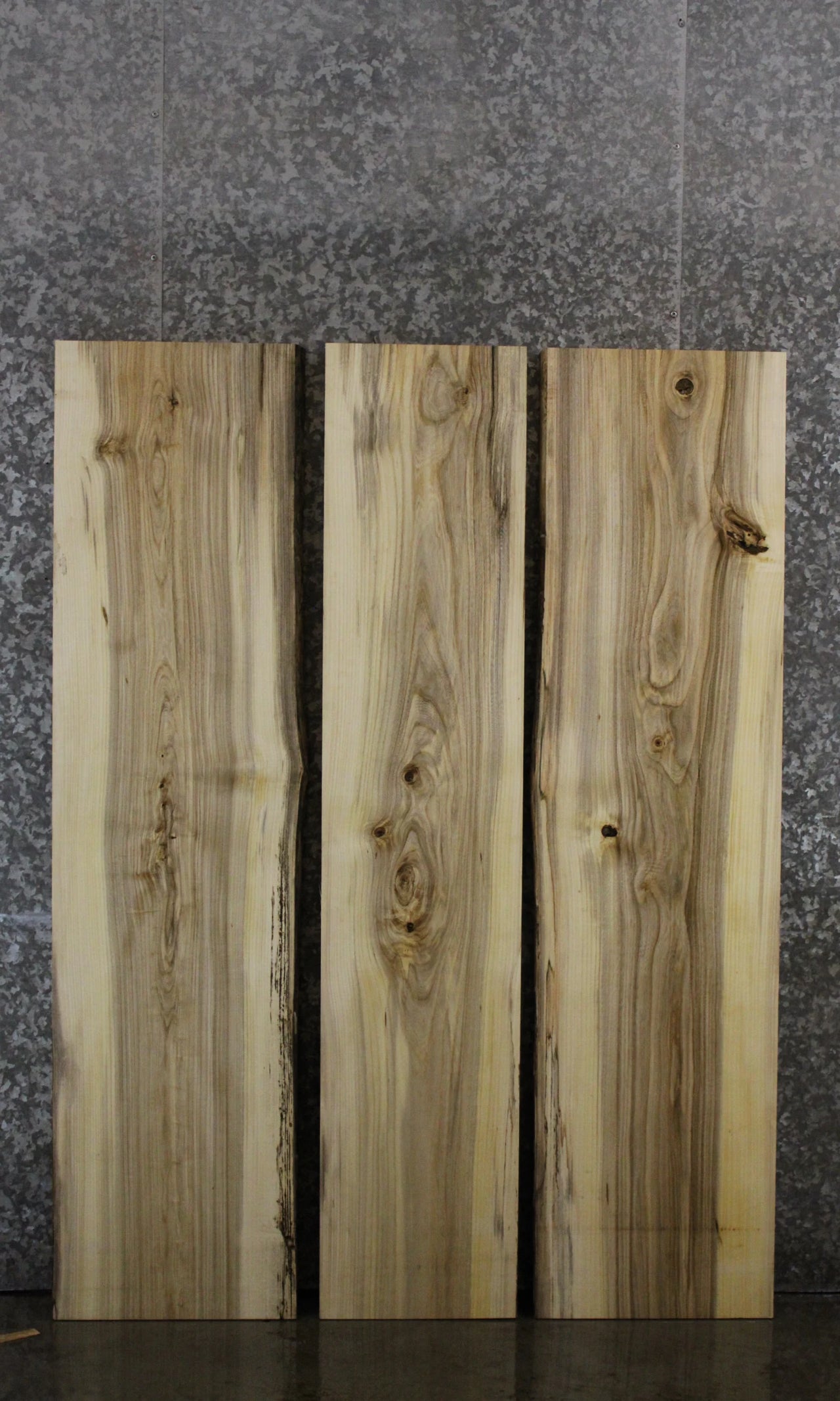 3- Hackberry Wide Live Edge Dining Table Top Slab Set 40771-40773