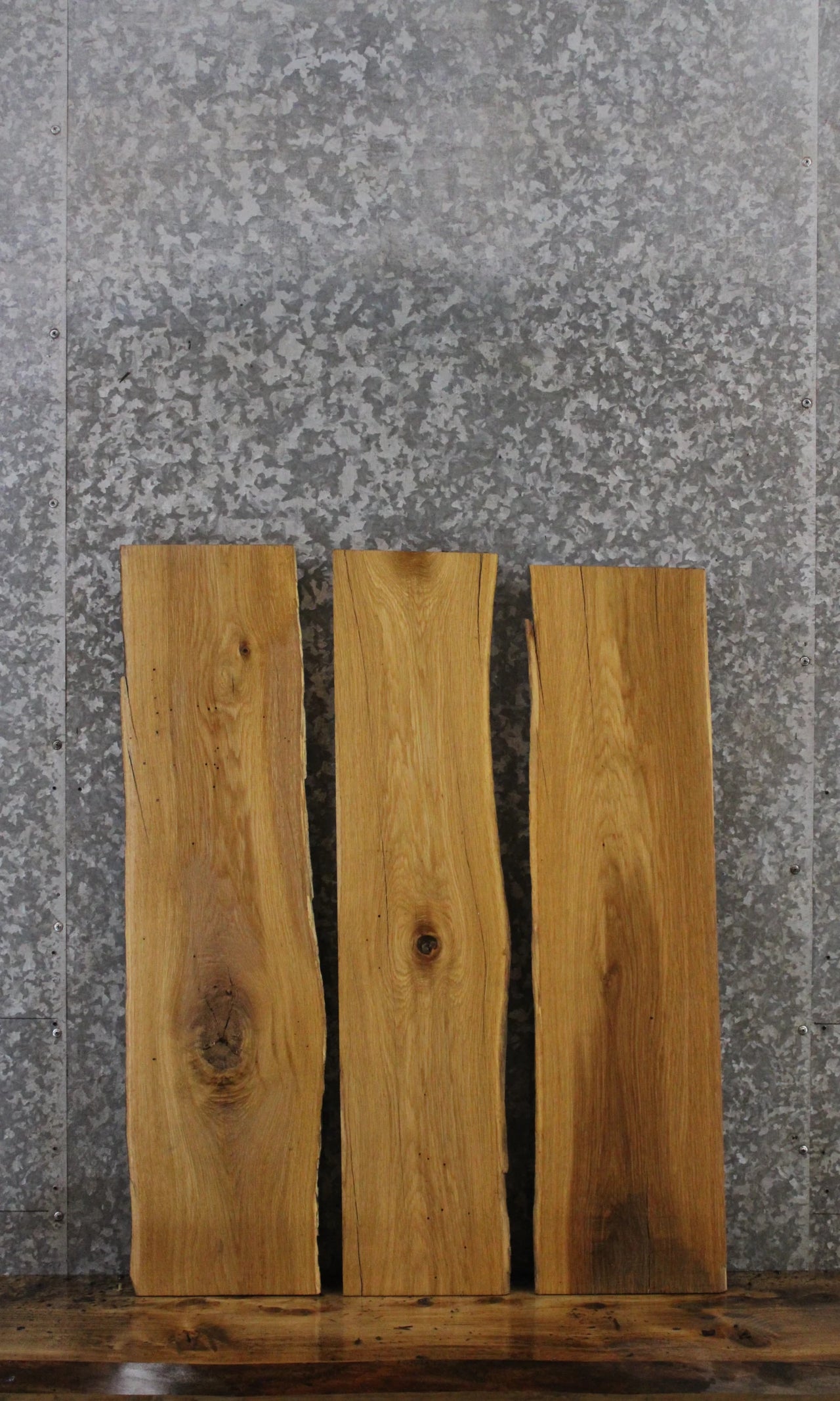 3- Oak Live Edge Charcuterie/Shelf/Taxidermy Slabs 4161