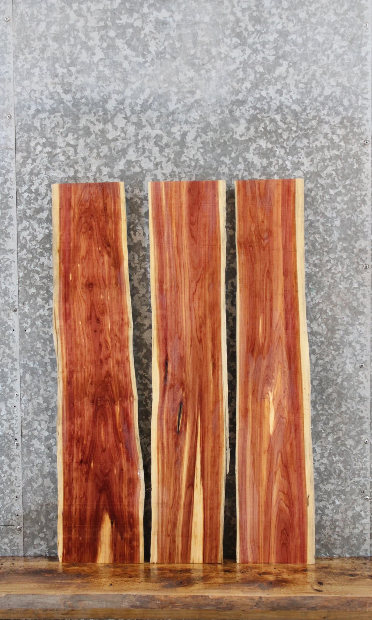 3- Natural Edge Red Cedar Book/Wall Shelves 4167-4169