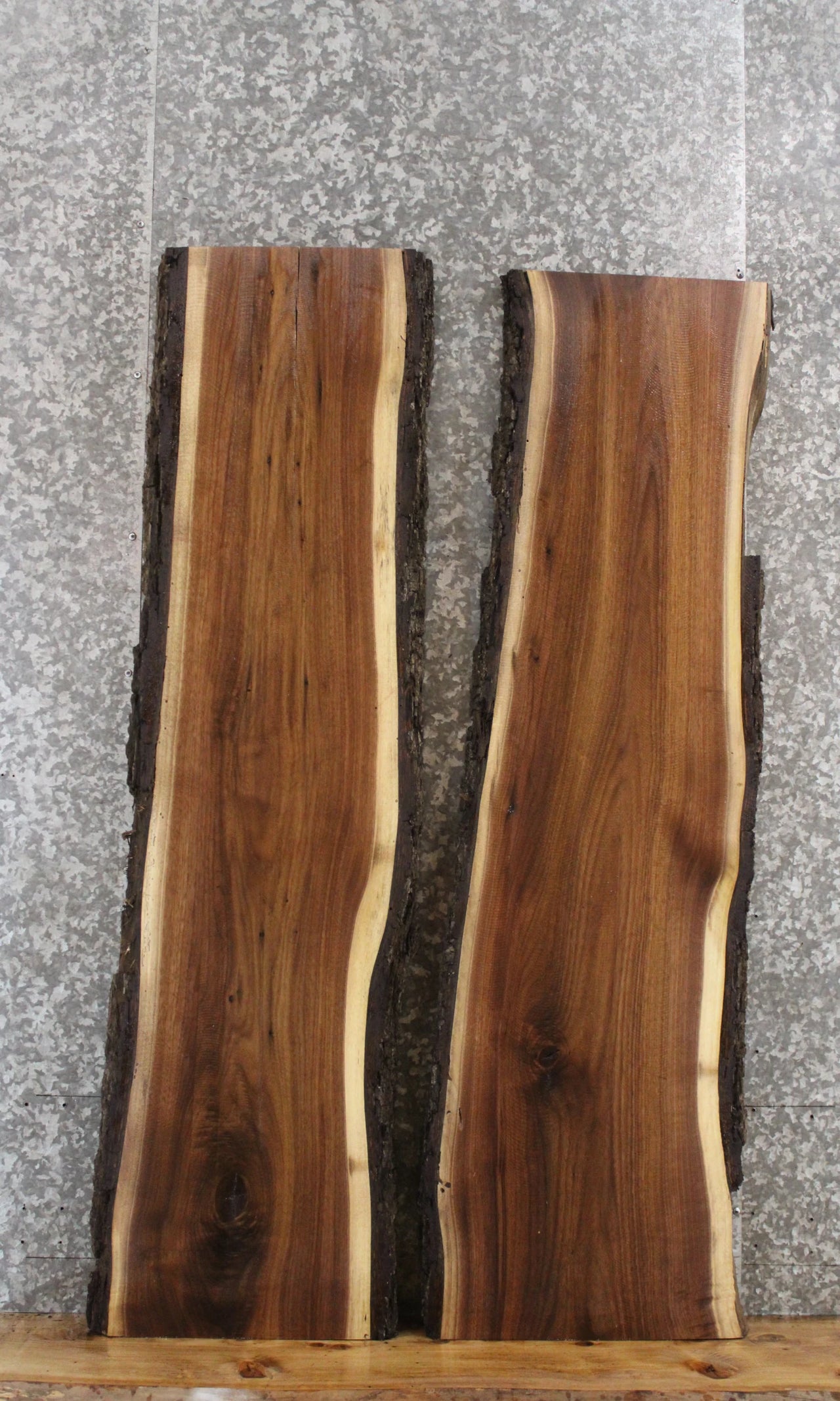 2- Black Walnut Live Edge Bench Slabs, Wood Table Top 42006