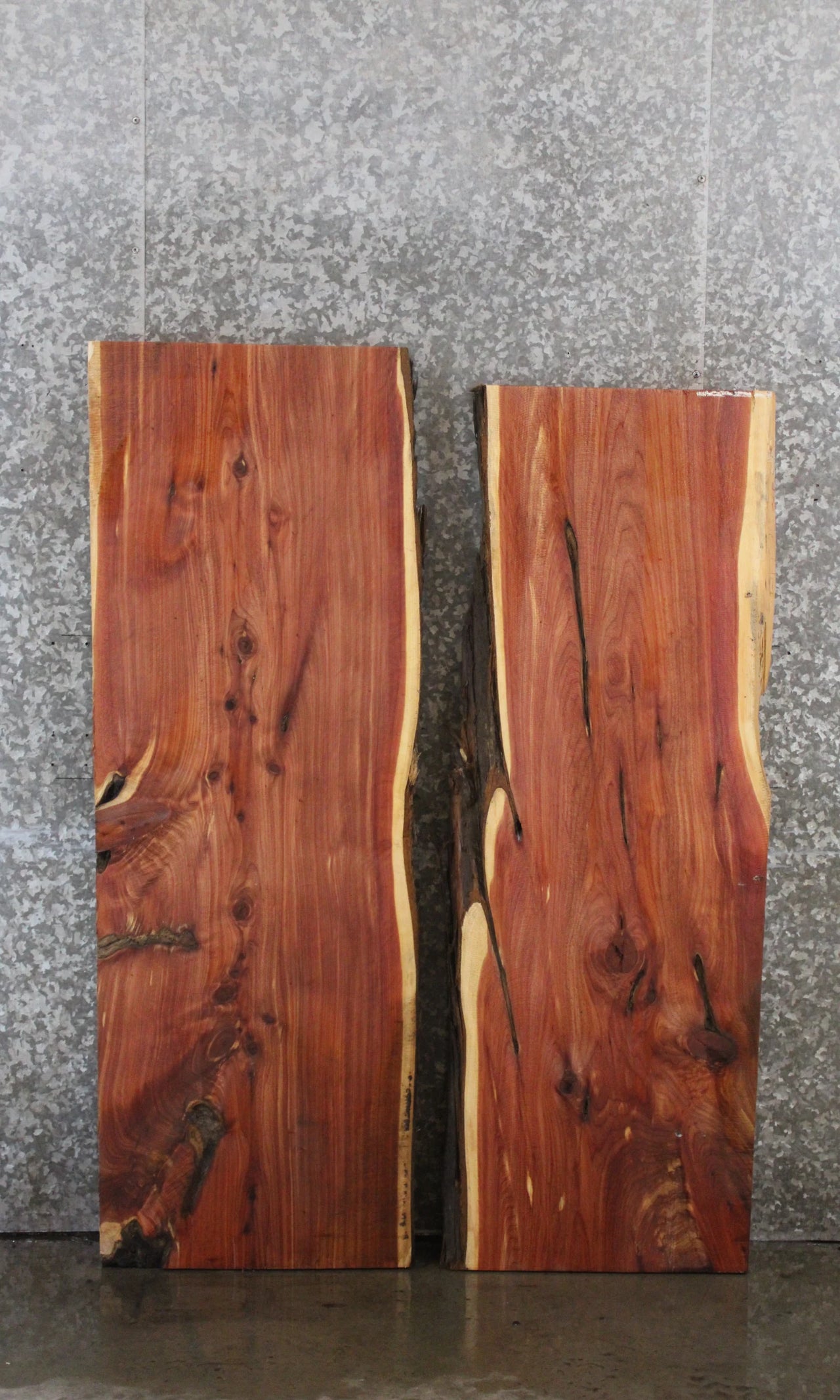2- Red Cedar Live Edge Book Match Dining Table 42008