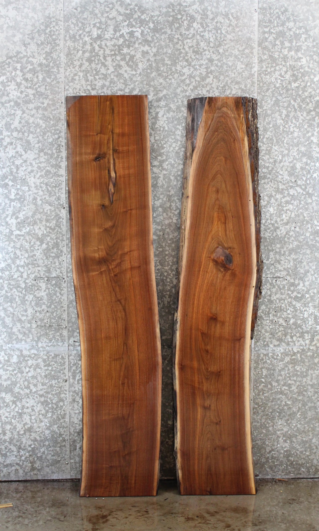 2- Walnut Live Edge Book Match River Dining Table Top Slabs 42016-42017