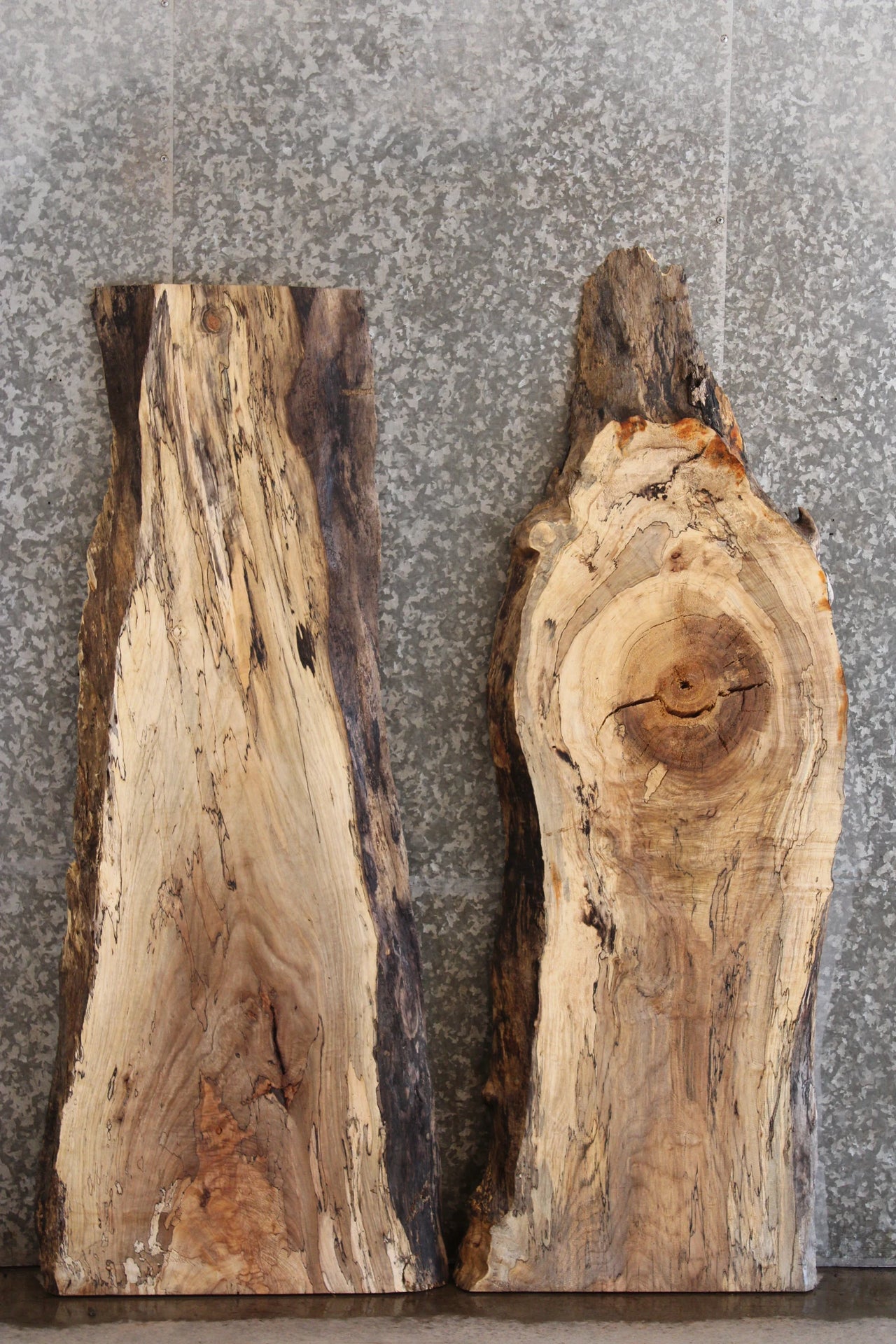 2- Spalted Maple Live Edge Slabs, Coffee Table Top, Countertop 42028,42030