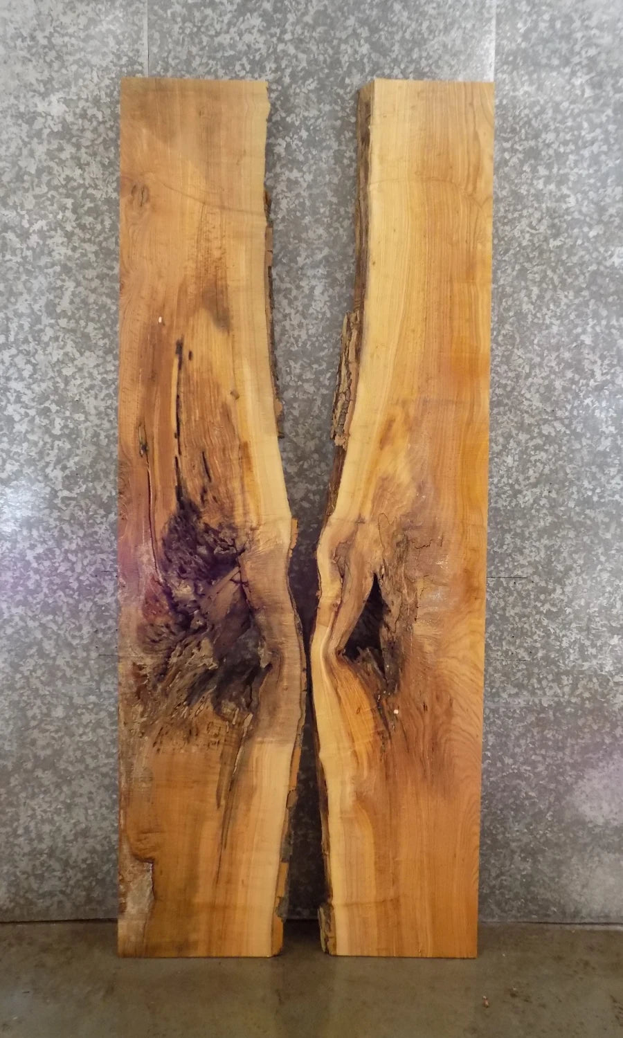 2- Live Edge Ash Bookmatched Table Top Set, Epoxy Project 42036,42038