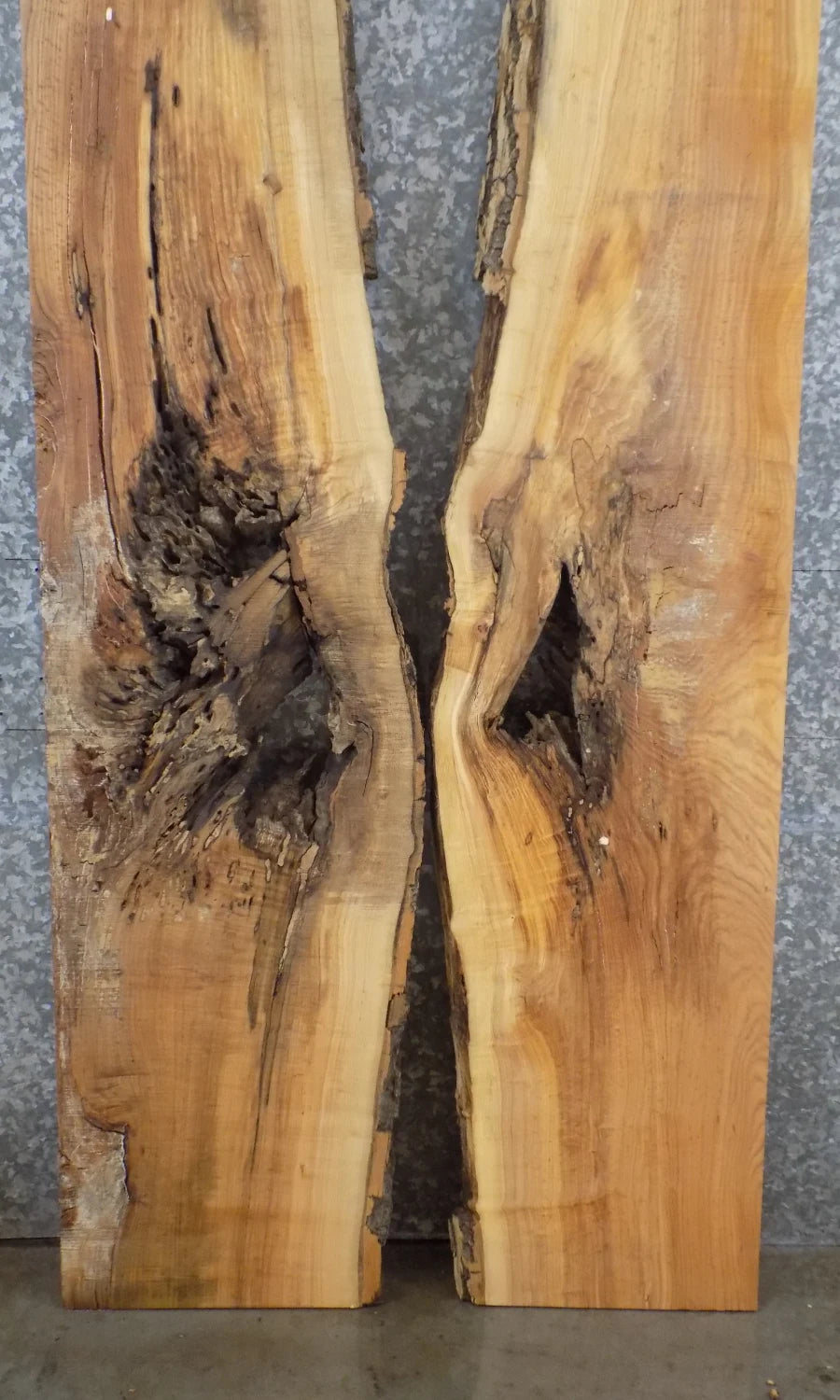2- Live Edge Ash Bookmatched Table Top Set, Epoxy Project 42036,42038