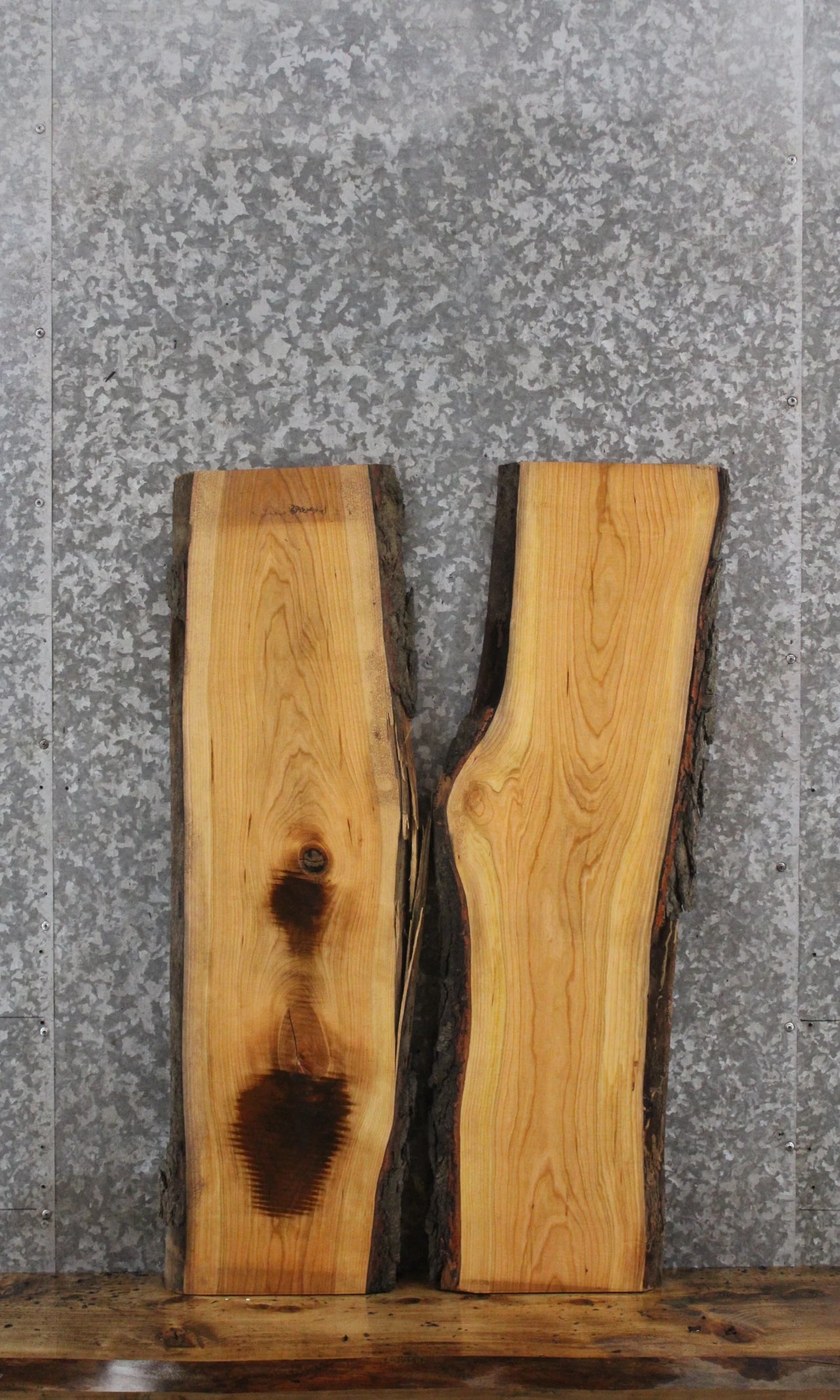 2- Cherry Live Edge Charcuterie/Shelf Slabs 4204