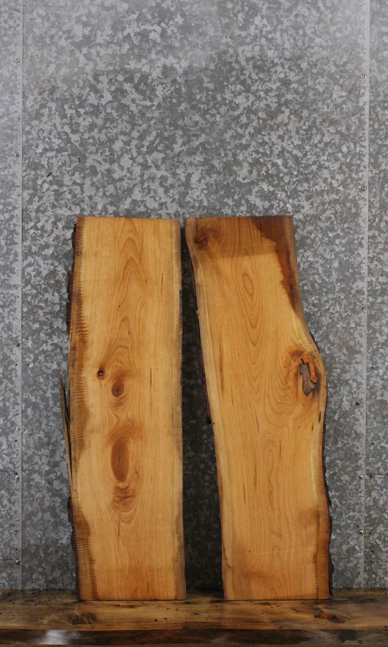 2- Cherry Live Edge Charcuterie/Shelf Slabs 4204