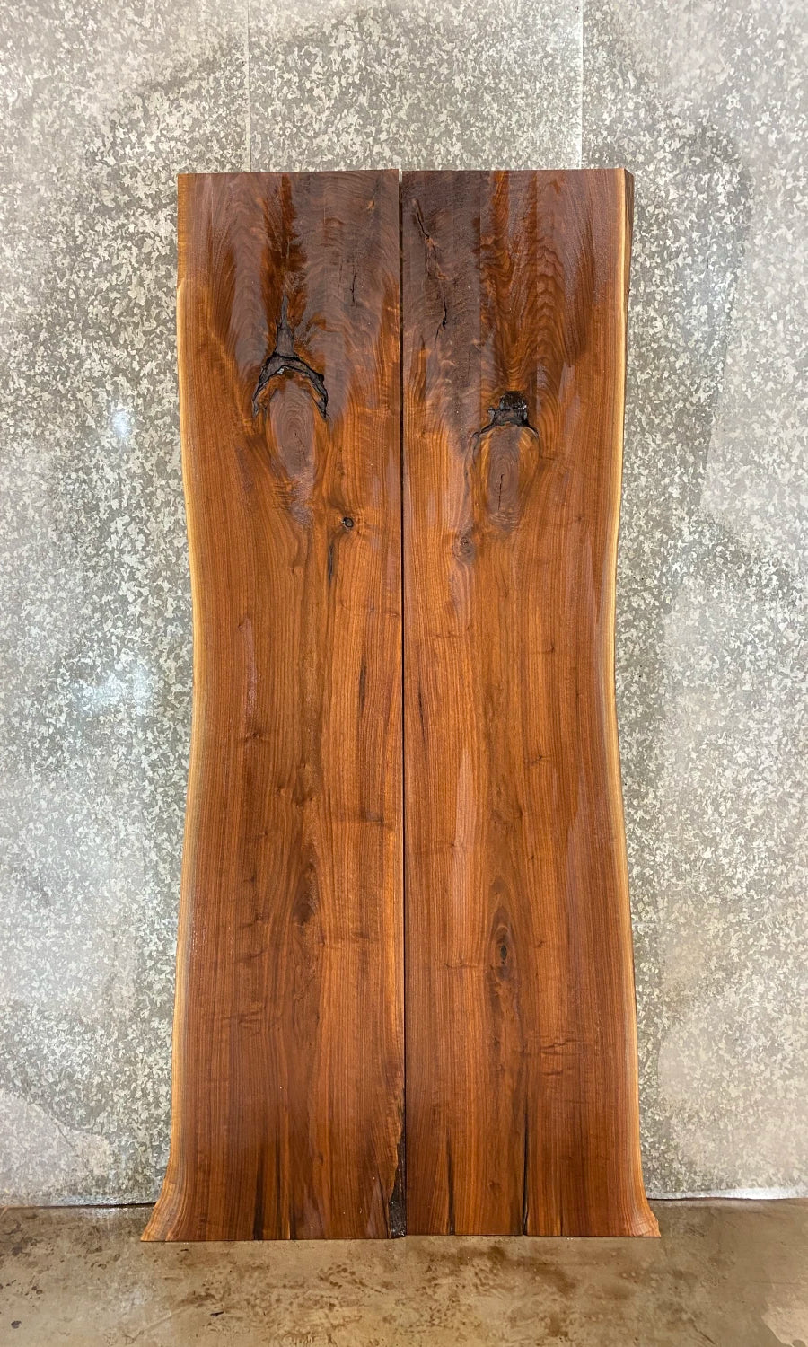 2- Black Walnut Hardwood Live Edge Dining Table Top Slabs 42042-42043