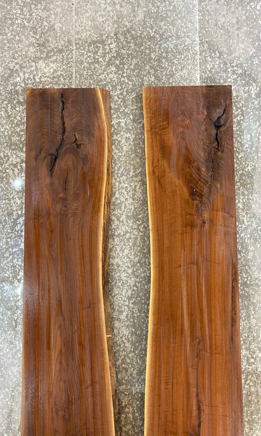 2- Black Walnut Hardwood Live Edge Dining Table Top Slabs 42042-42043