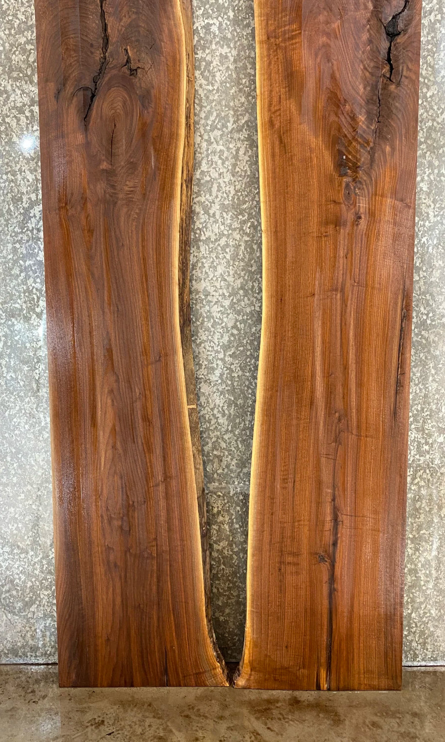 2- Black Walnut Hardwood Live Edge Dining Table Top Slabs 42042-42043