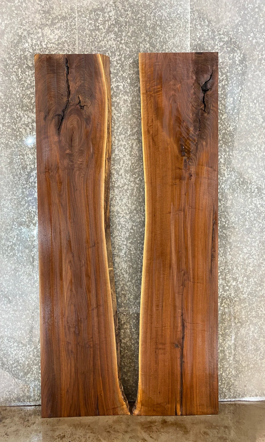 2- Black Walnut Hardwood Live Edge Dining Table Top Slabs 42042-42043