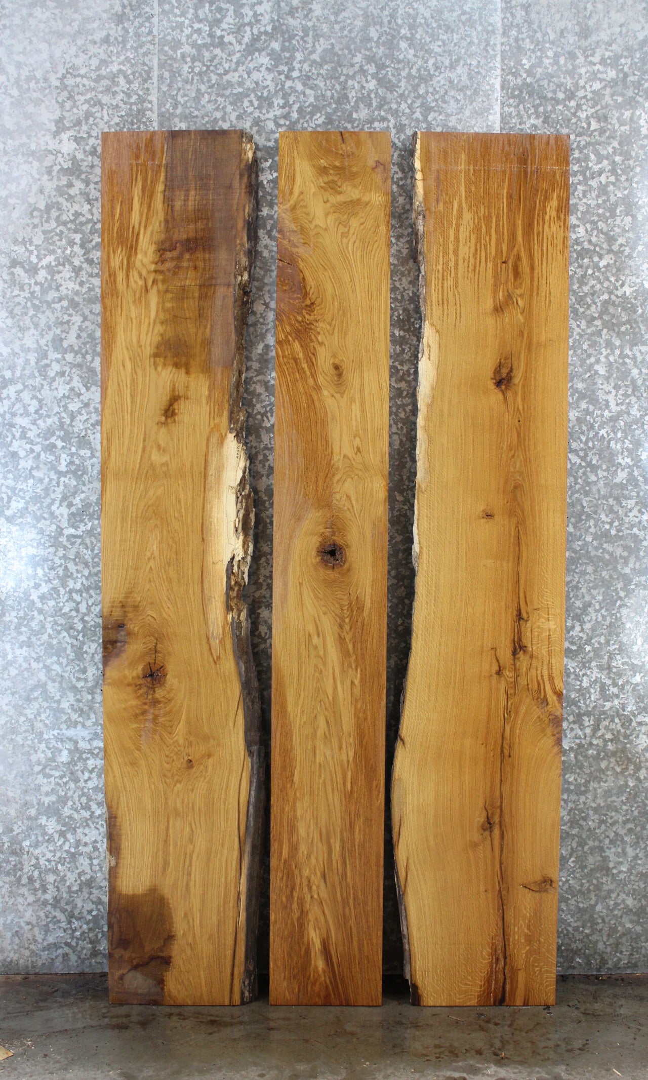 3- White Oak Live Edge Book Match Dining Table Top Slabs 42064-42066