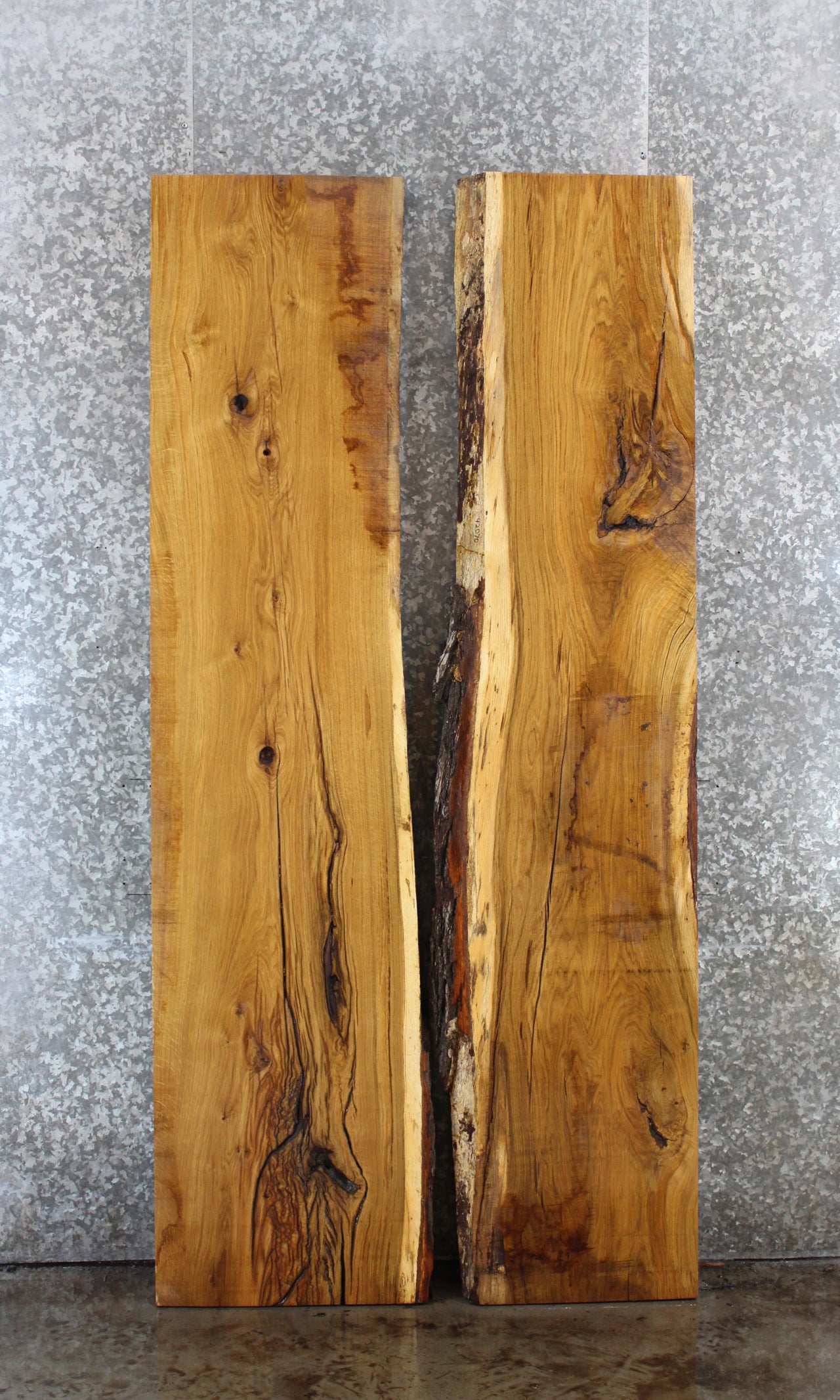 2- Reclaimed White Oak Live Edge Bookmatched Dining/Island Table 42069-42070