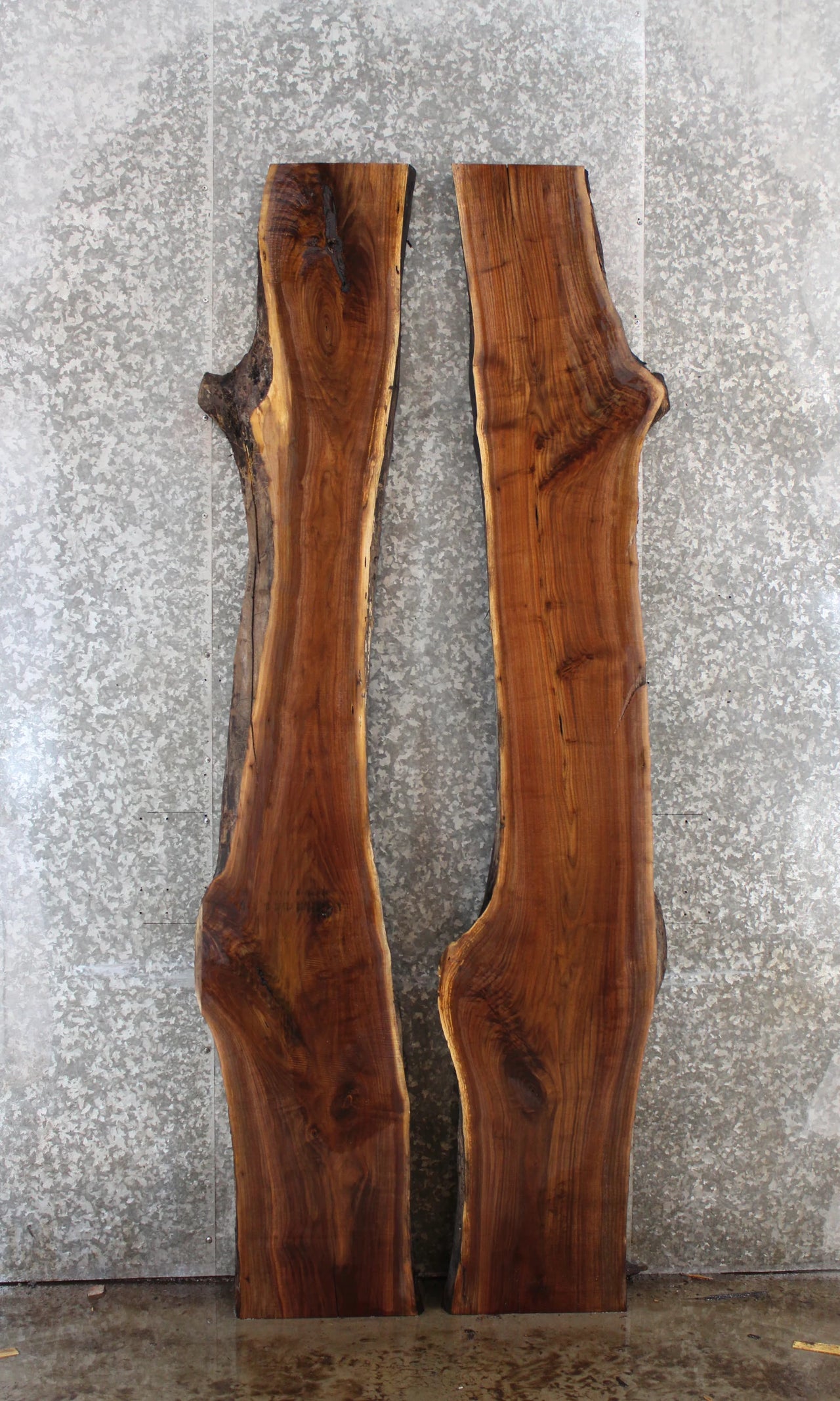 2- Bookmatched Black Walnut Live Edge River Dining Table Slabs 42072-42073