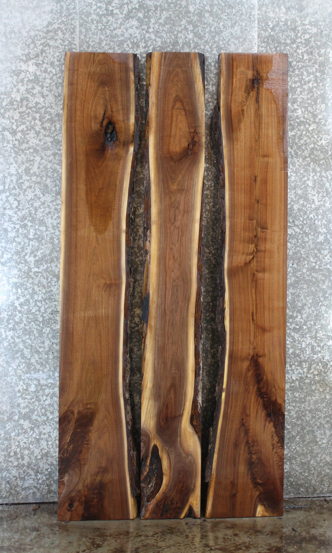 3- Walnut Live Edge Book Match Dining Table Top Slabs 42080-42082