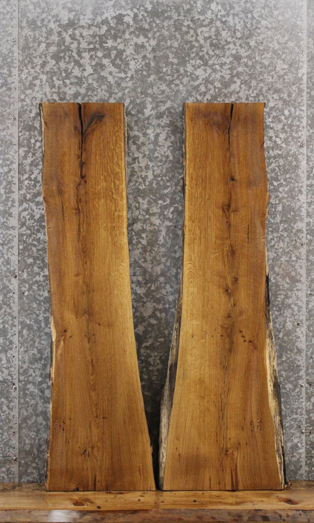 2- White Oak Live Edge Wood Slabs, Floating Shelves, Bench Slabs 42113