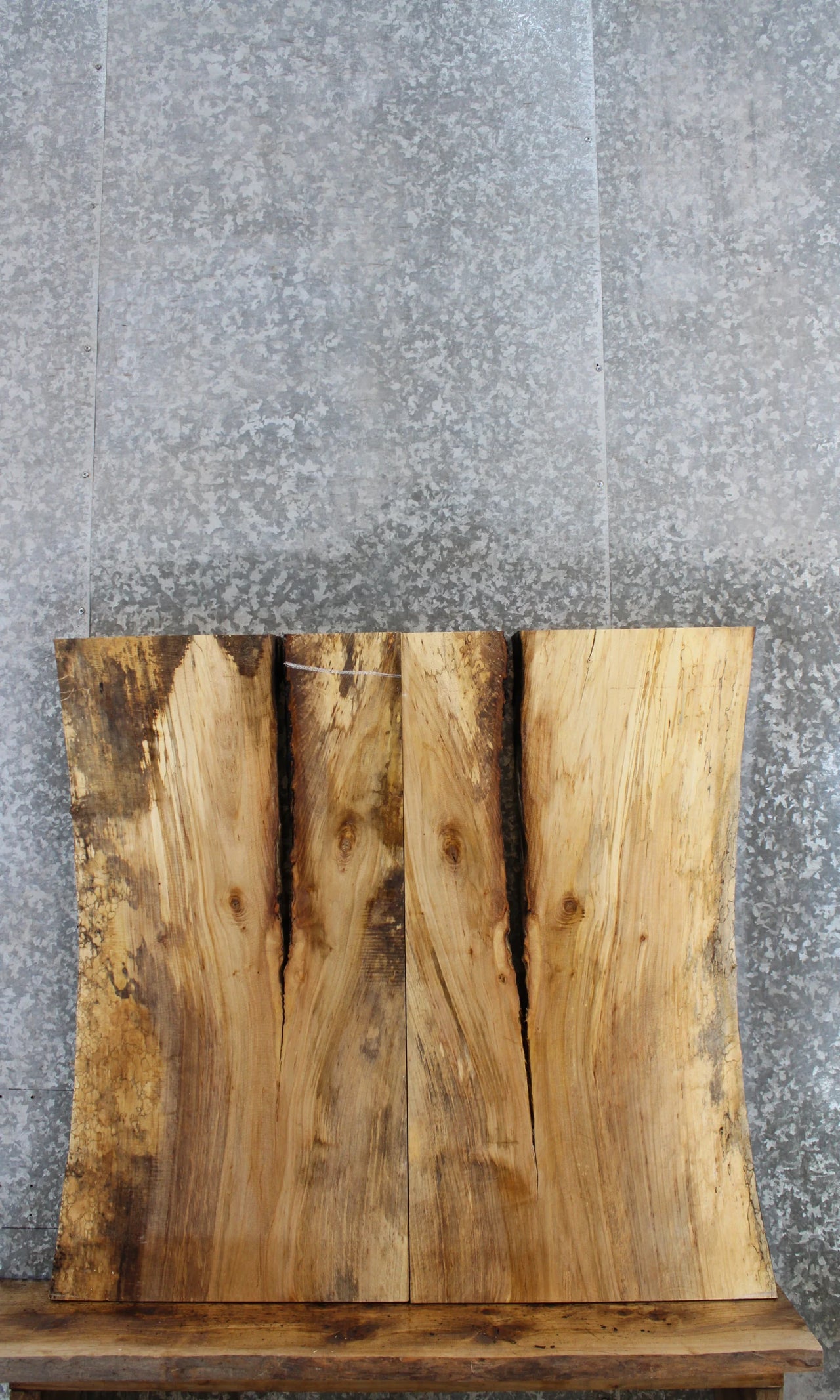 2- Bookmatched Live Edge Maple Dining Table Top Slabs 42140,42143