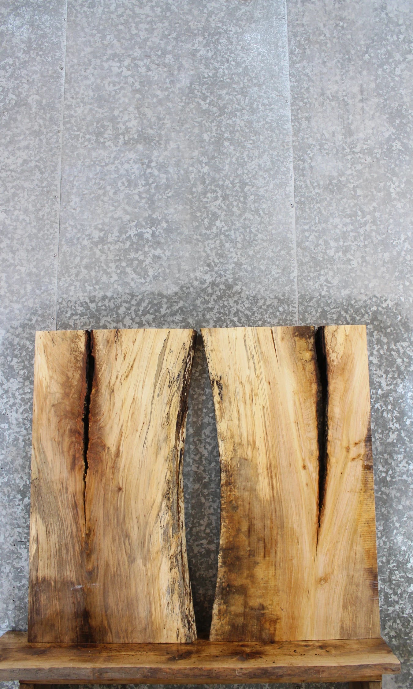 2- Bookmatched Live Edge Maple Dining Table Top Slabs 42140,42143