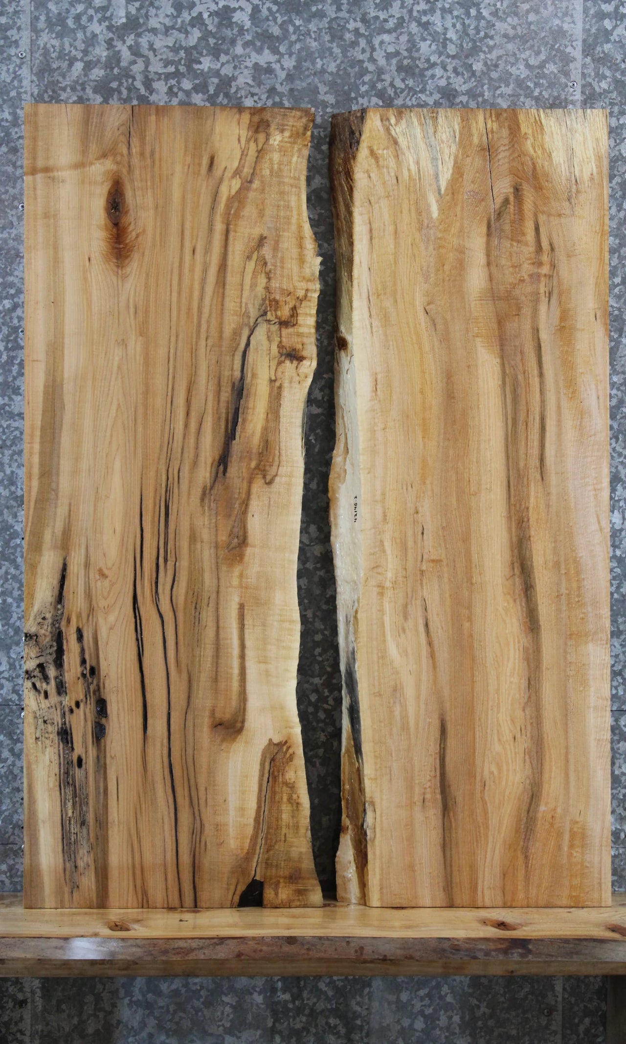 2- Hard Maple Live Edge Wood Slab Table Top Set 42146