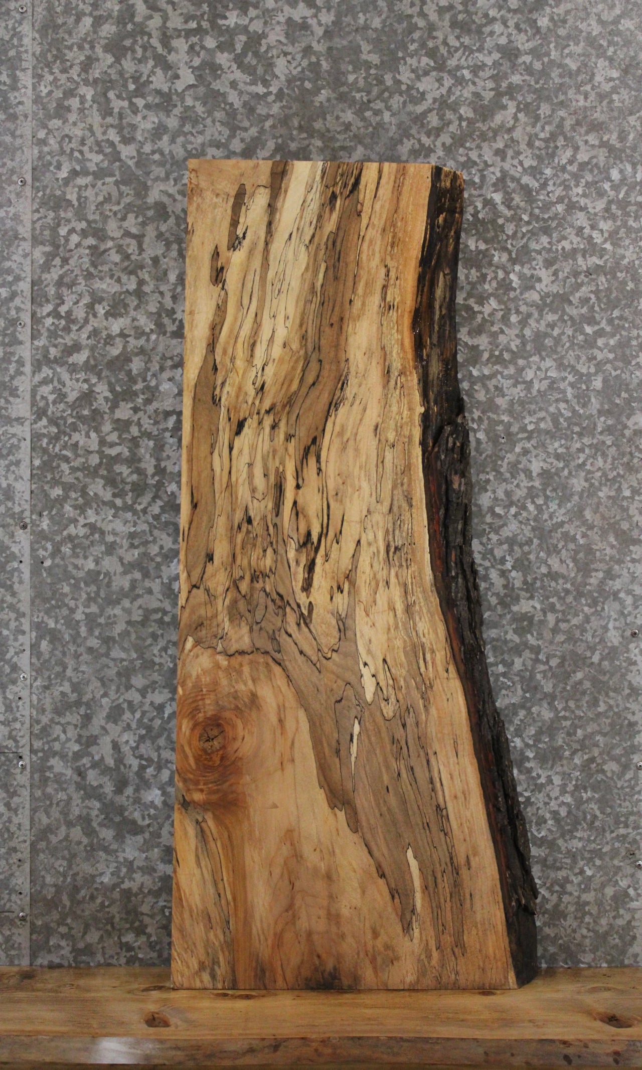 Highly Figured & Spalted Maple End Table/Shelf Slab 42172