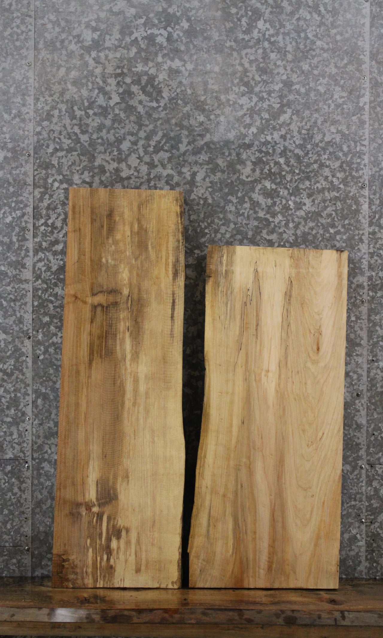 2- Spalted Maple Live Edge Shelf/Charcuterie Board Slabs 42176