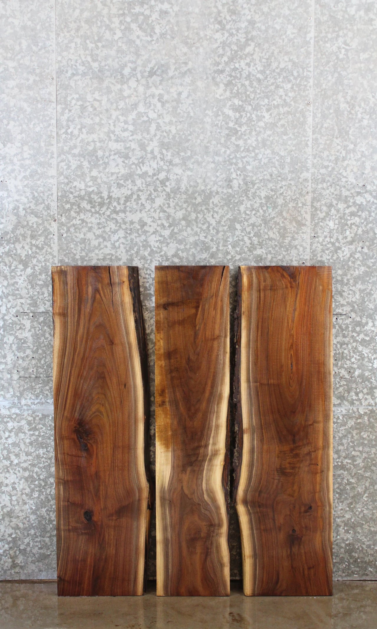 3- Black Walnut Live Edge Dining, Coffee Table Top Slab Set 42207
