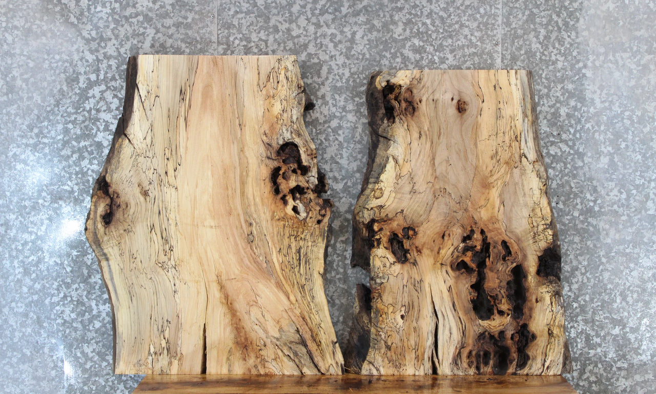 2- Rustic Burl Live Edge Maple Computer Desk Top Slabs 42322-42323