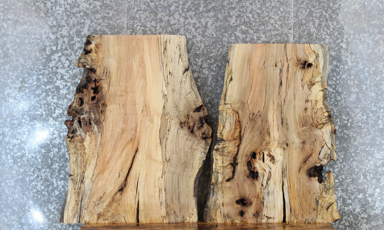 2- Rustic Burl Live Edge Maple Computer Desk Top Slabs 42322-42323