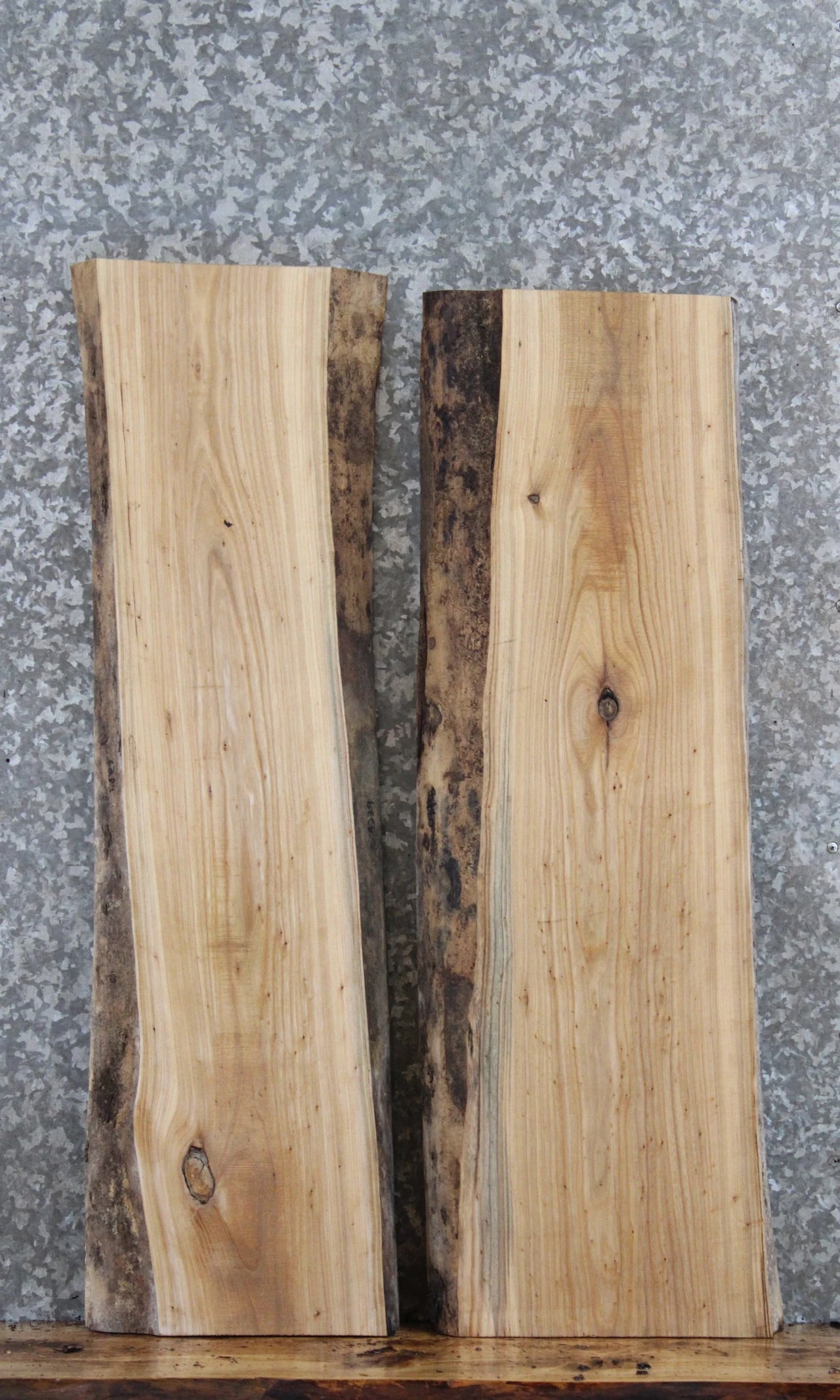 2- Live Edge Elm Wooden Slabs/ Natural Wood Side Table Top 4239-4240