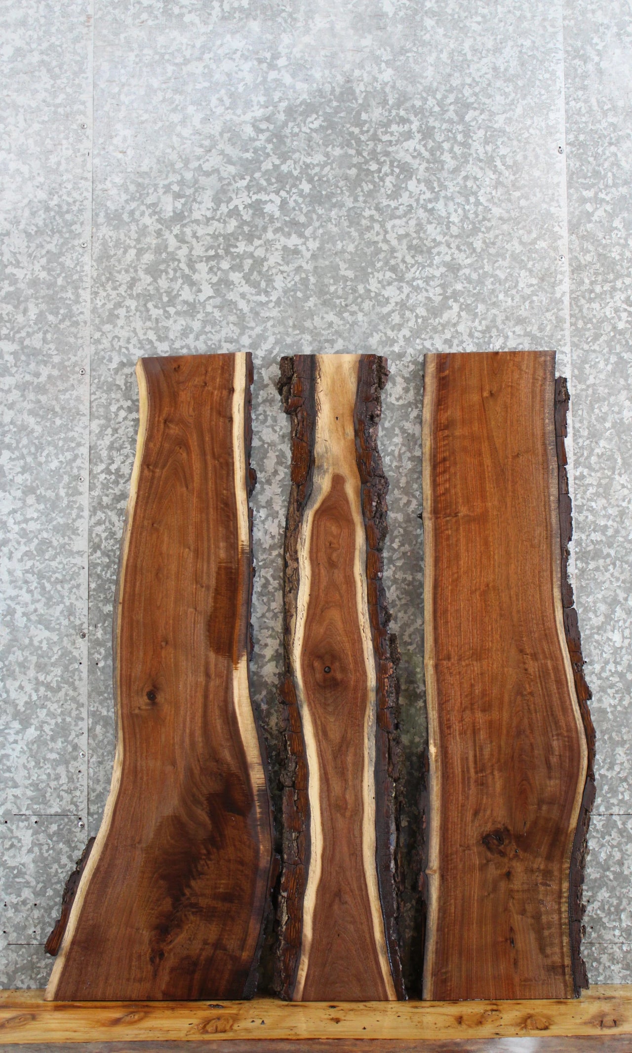 3- Live Edge Black Walnut Wall Shelves/Side Table Tops 4244-4246