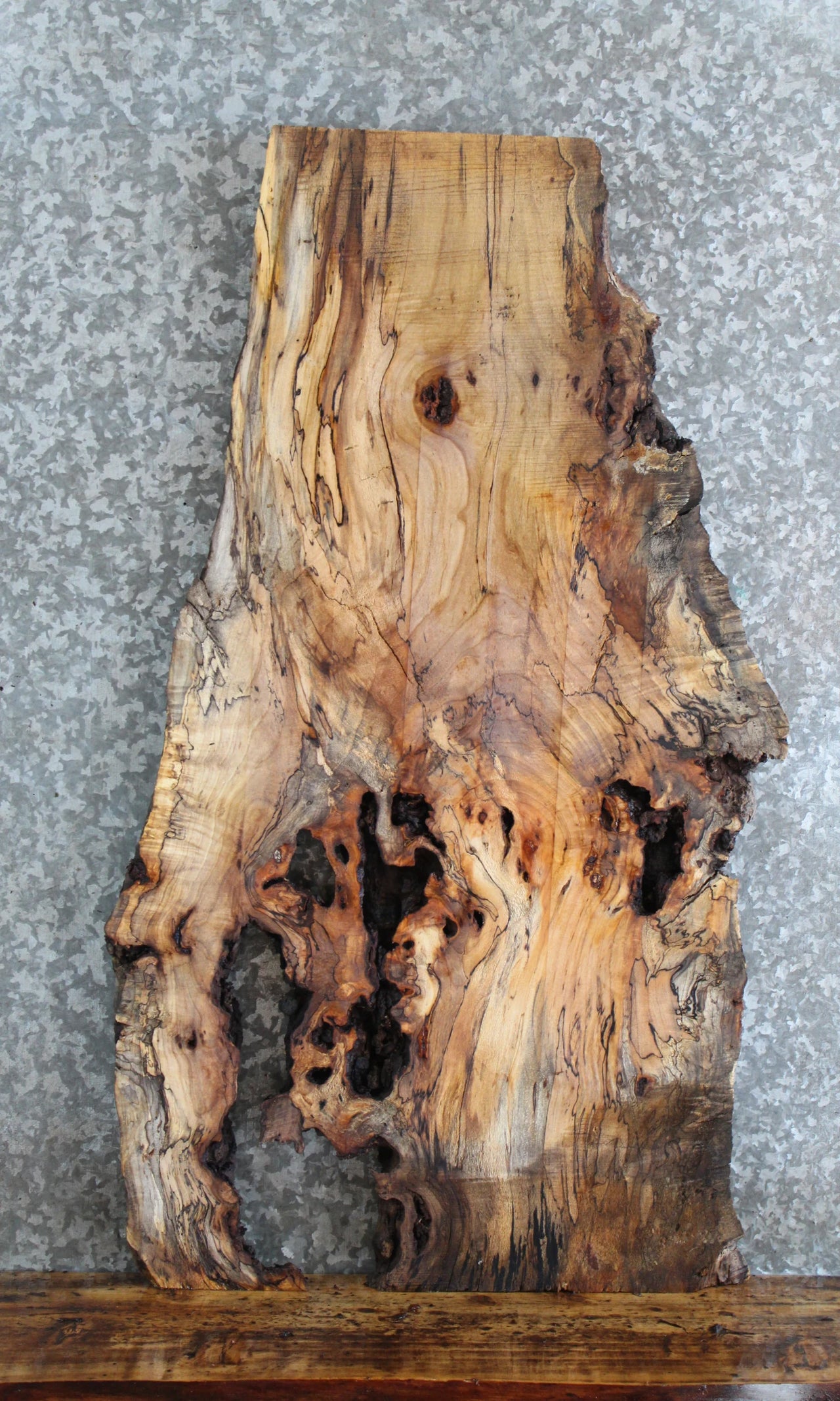 Highly Figured Burl Live Edge Spalted Maple Slab 4299