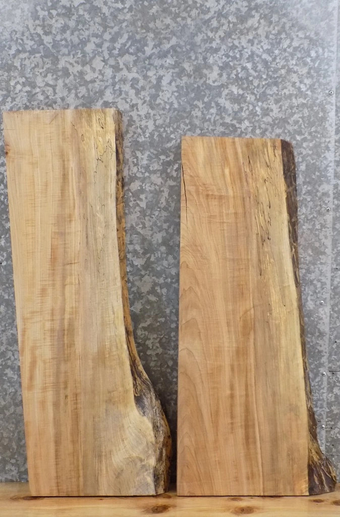 2- Live Edge Spalted Maple Wall Shelf/Mantel/Sofa Table Top Slabs 4317-4318