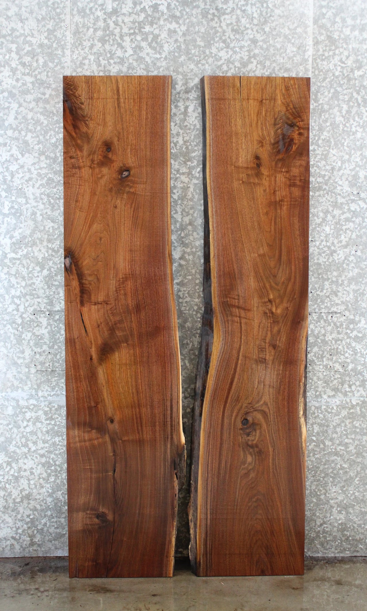 2- Walnut Live Edge Book Match Dining Table Top Slabs 4325-4326