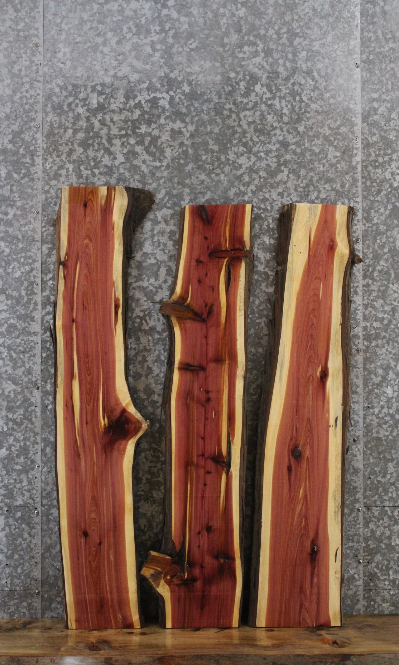 3- Red Cedar Live Edge Taxidermy/Charcuterie Slabs 4341