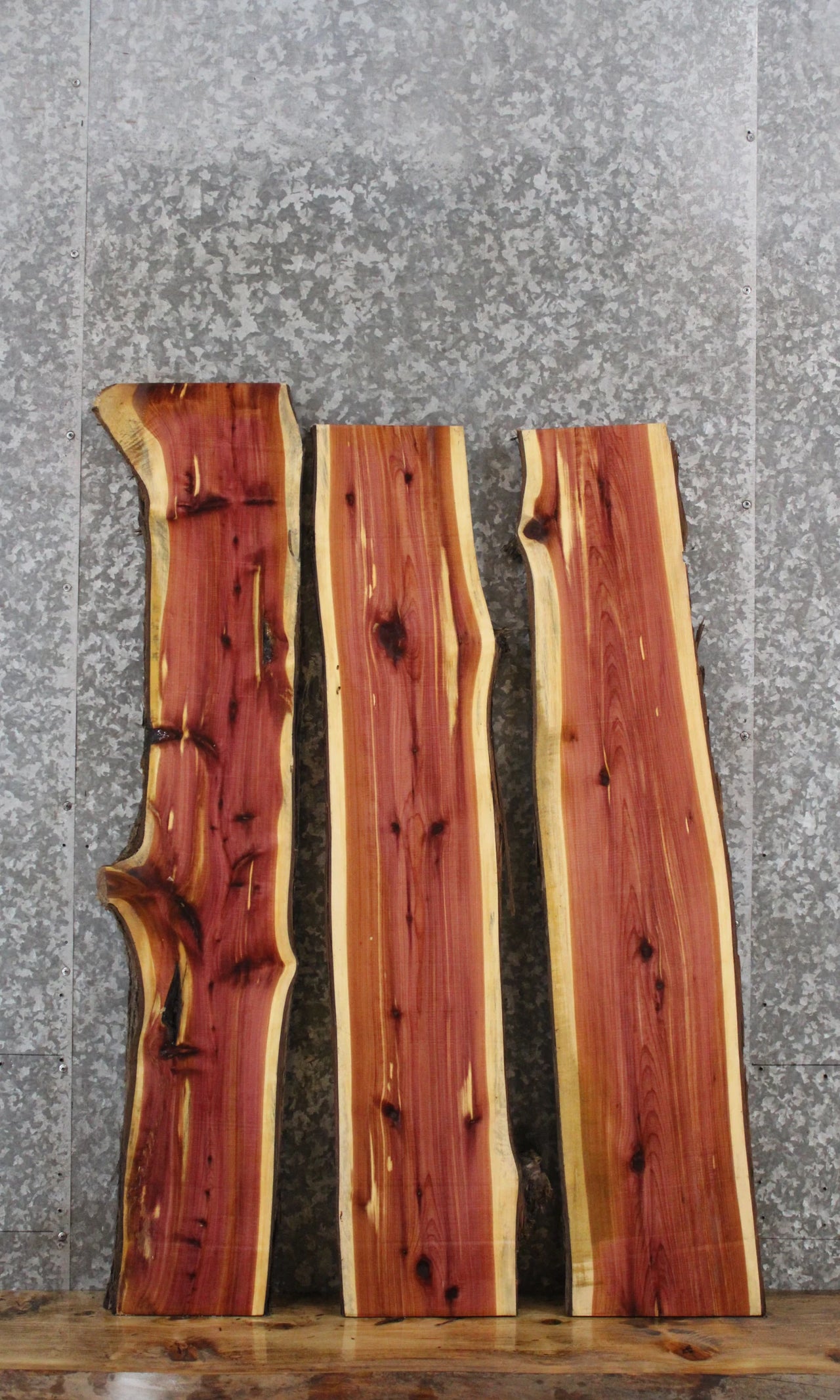 3- Red Cedar Live Edge Taxidermy/Charcuterie Slabs 4341