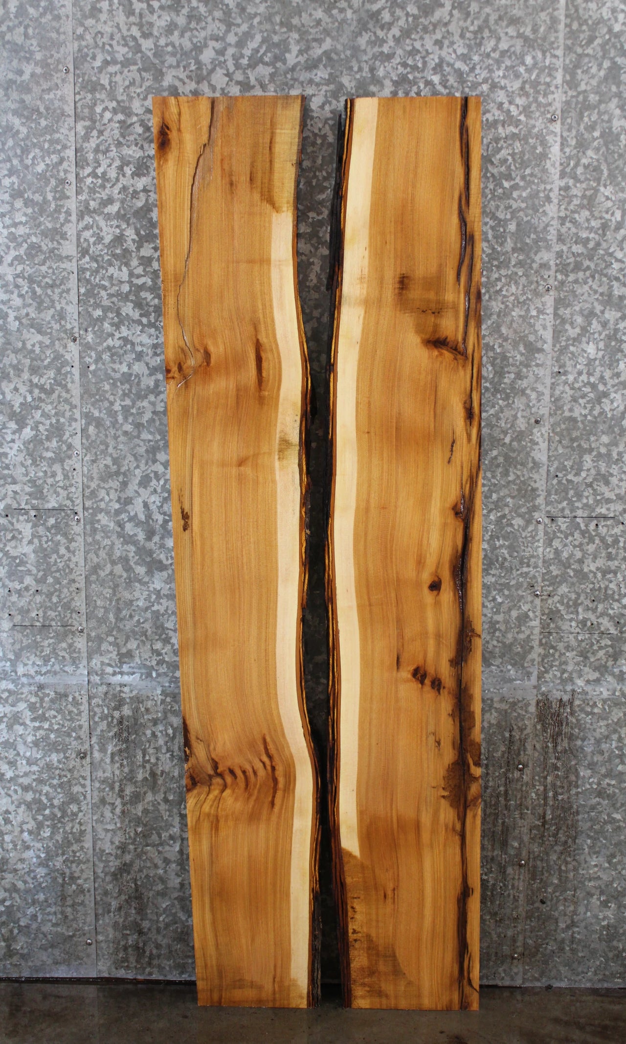 2- Bookmatched Live Edge Red Oak Dining/Kitchen Table Top 4345-4346