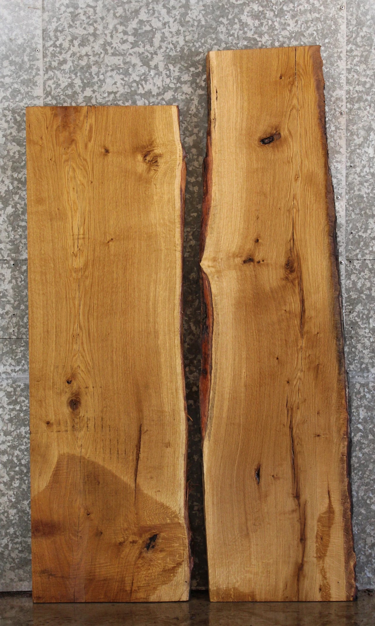 2- Live Edge White Oak Slabs, Epoxy River Table Wood, Bar Top 4384-4385
