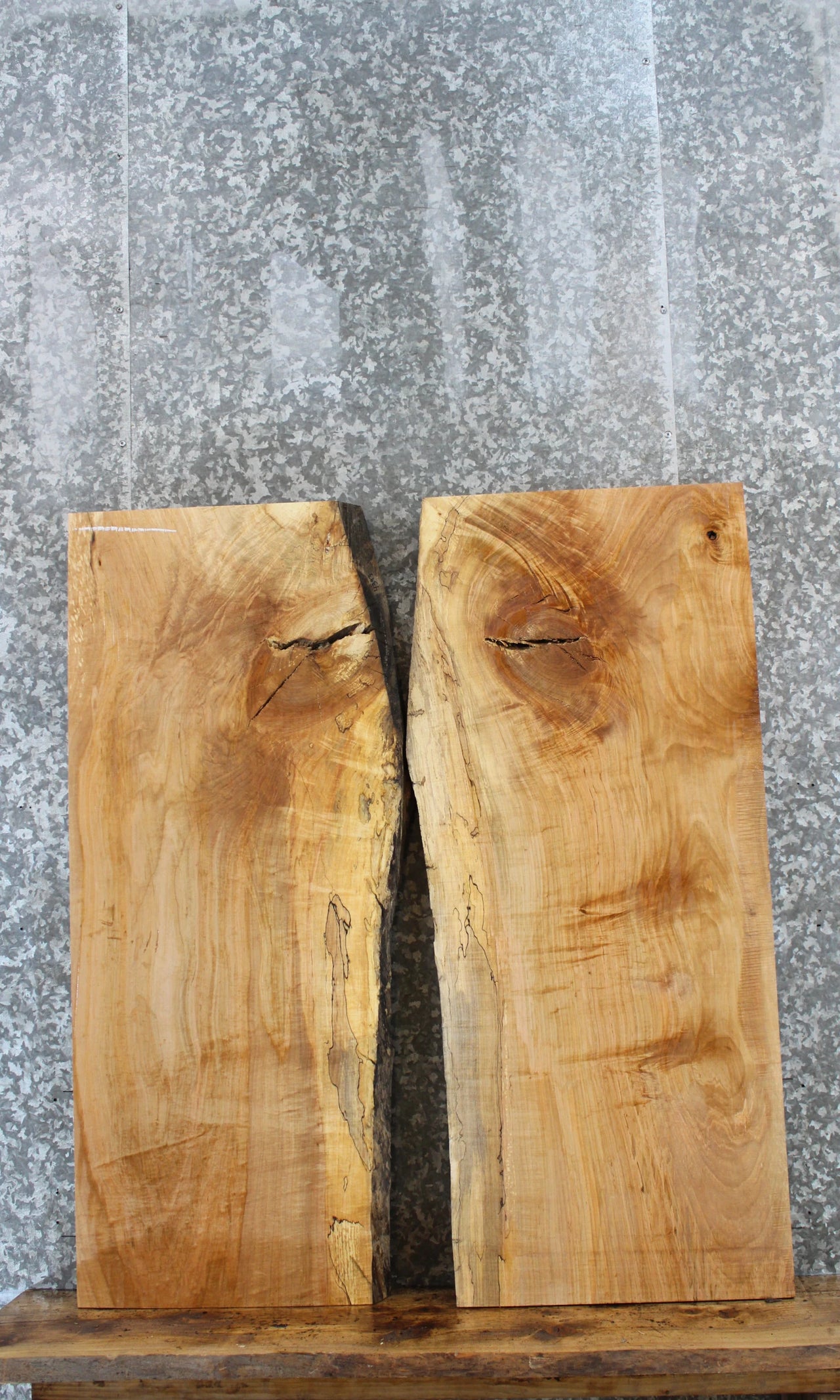 2- Bookmatched Live Edge Maple Dining Table Top Slab 4392-4393