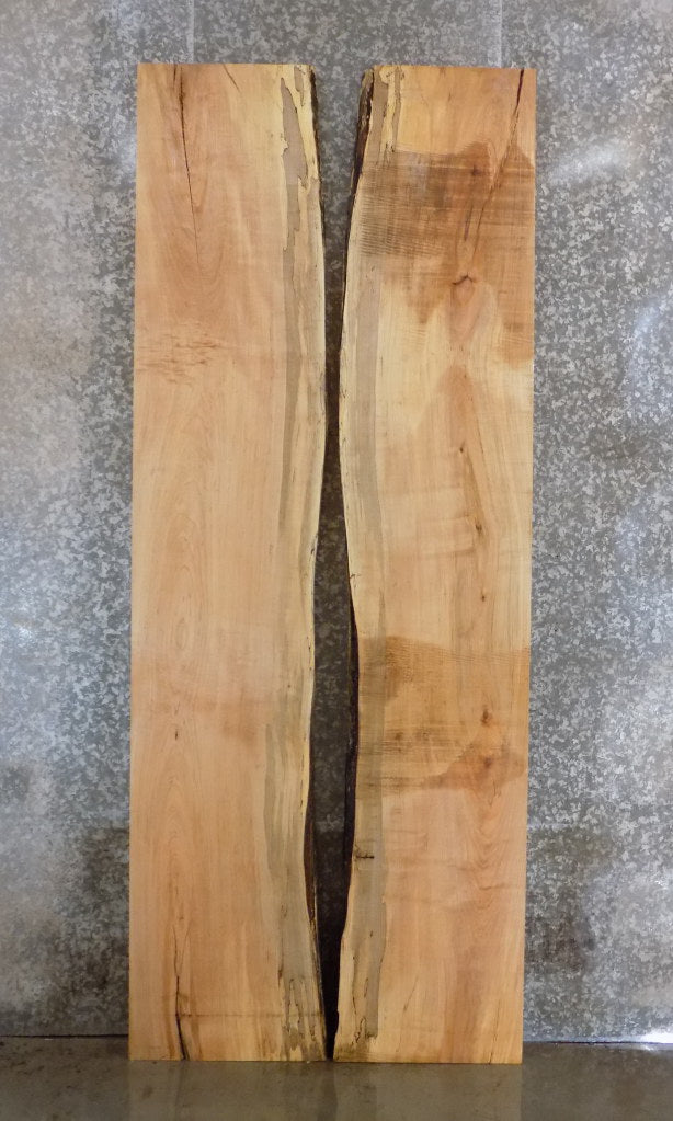 2- Natural Edge Bookmatched Maple Dining Table Top Slabs 20222-20223