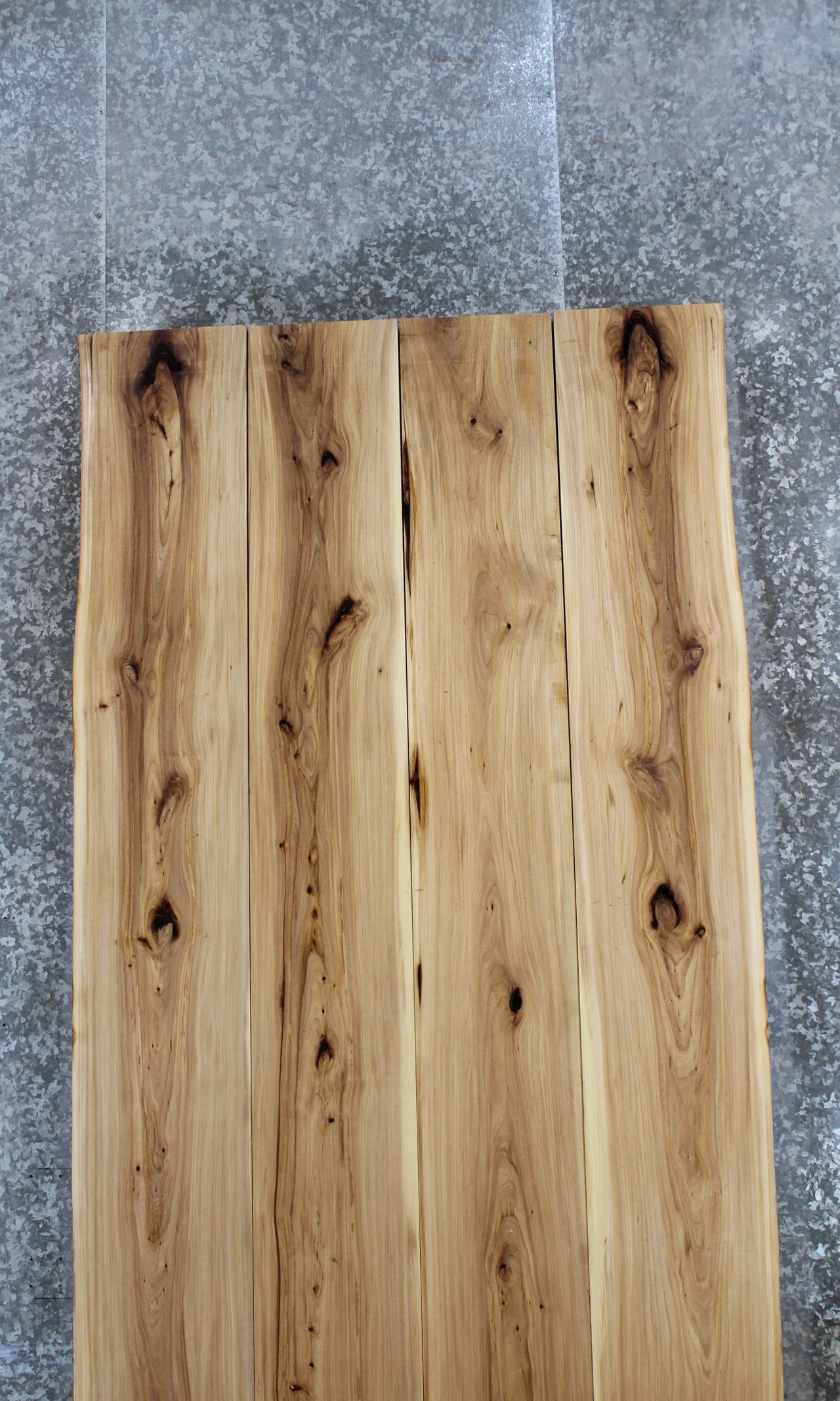 4- Bookmatched Live Edge Hickory Kitchen Table Top Slabs 20358-20361