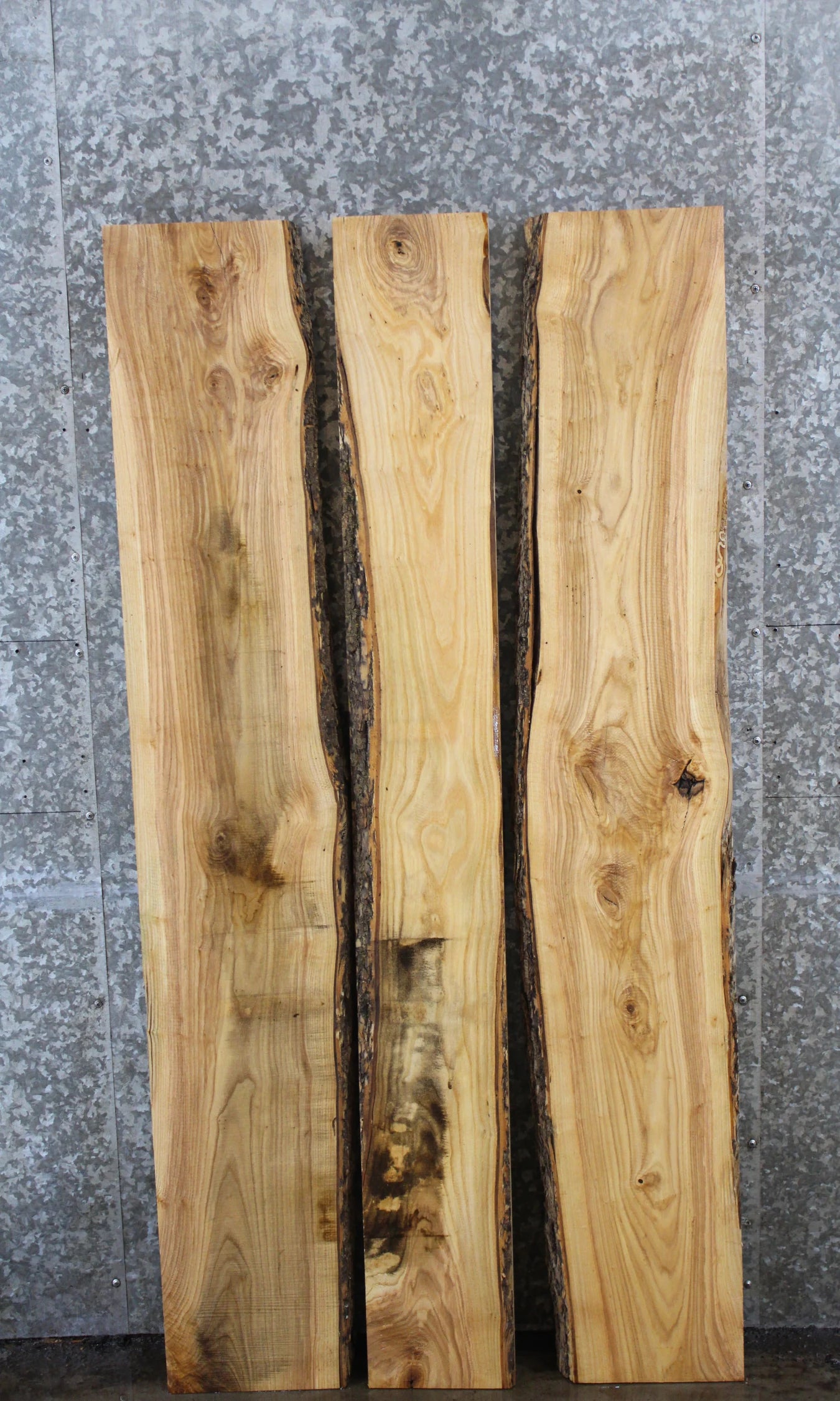 3- Bookmatched Live Edge Ash Kitchen Table Top Slabs 4426-4428
