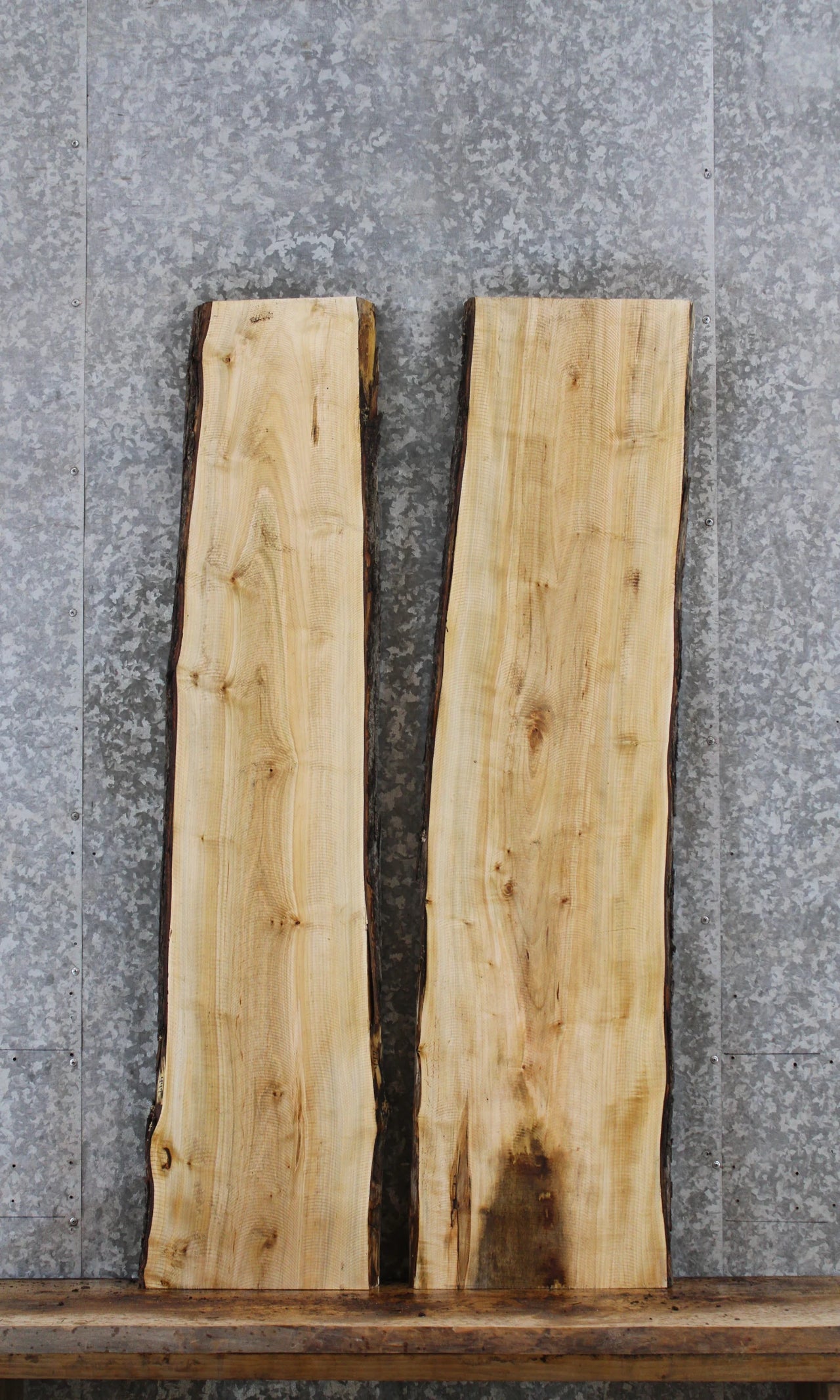 2- Salvaged Live Edge Maple Slabs, Wood Shelf Boards 447-448