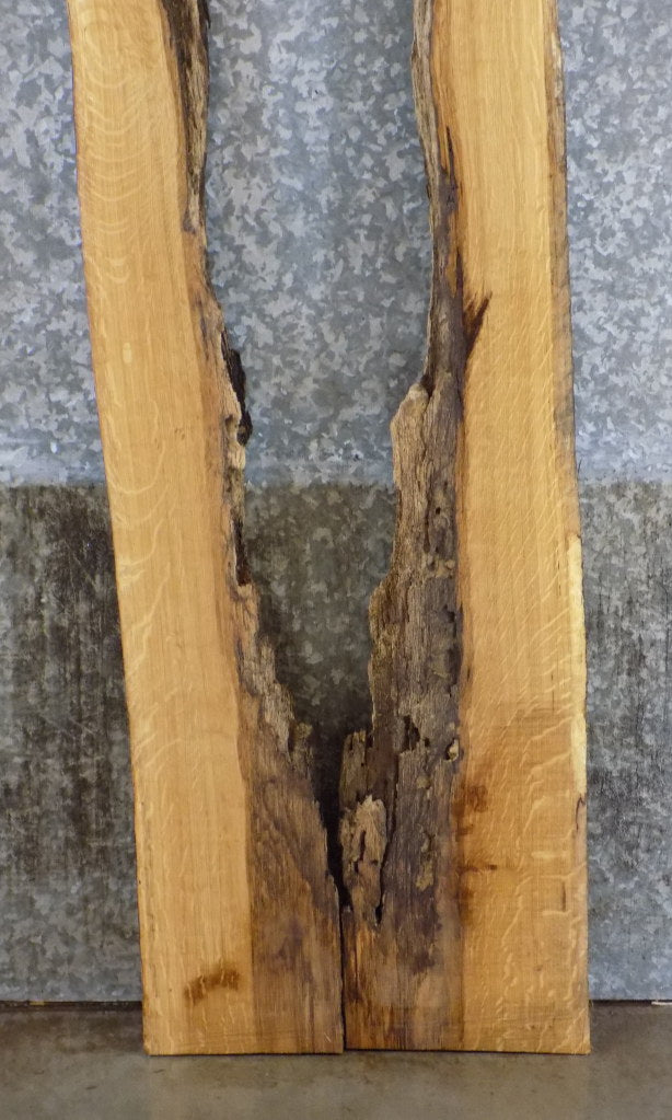 2- Live Edge White Oak River Table Top/Split Board Slab Halves 4547